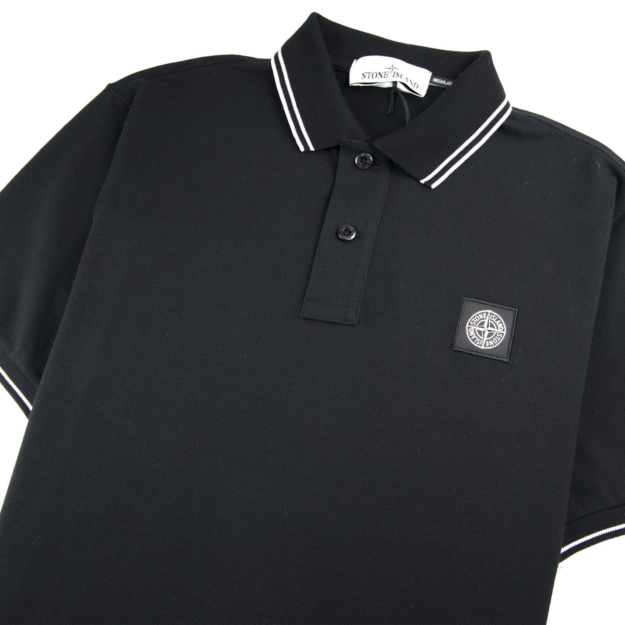 Stone Island Twin Tipped Short Sleeve Polo Shirt 'Regular Fit' Black