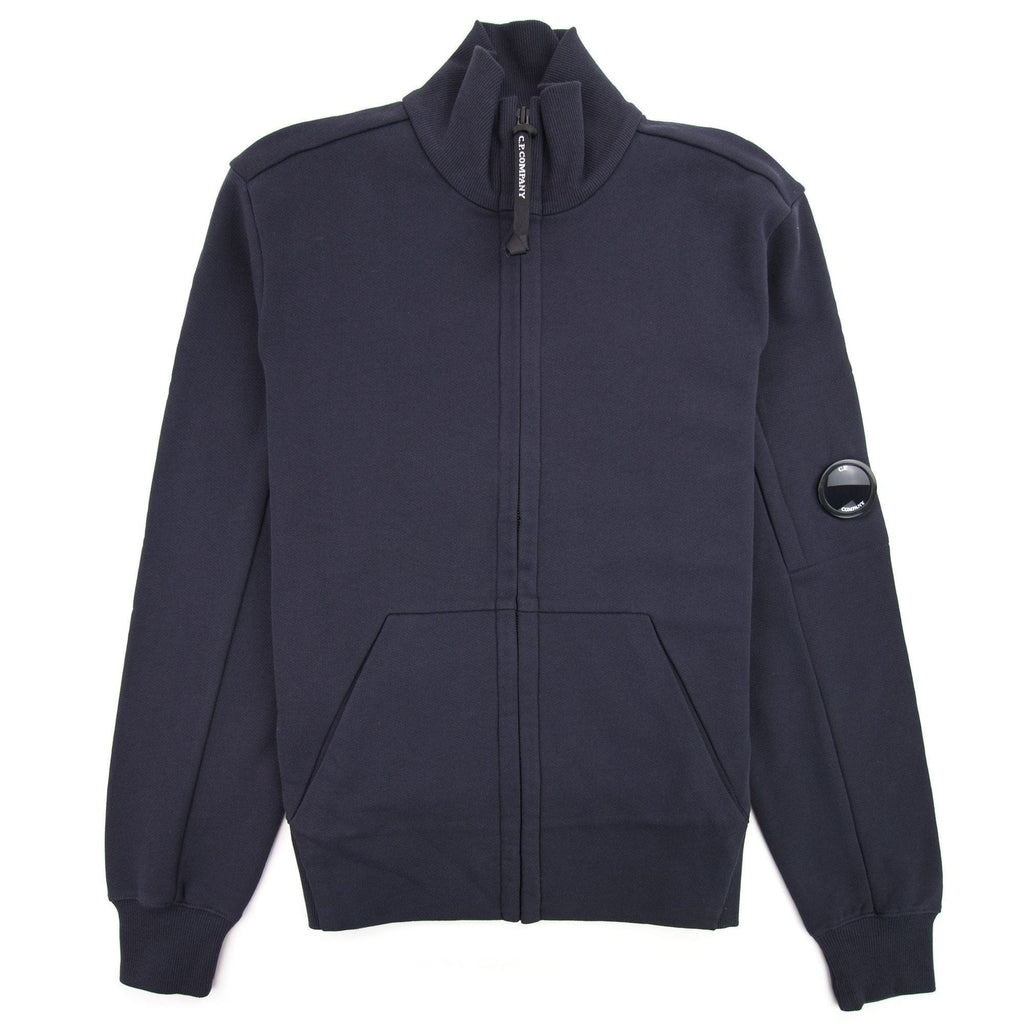 CP Company Funnel Neck Watch-viewer Lens Zip Up Sweatshirt Navy