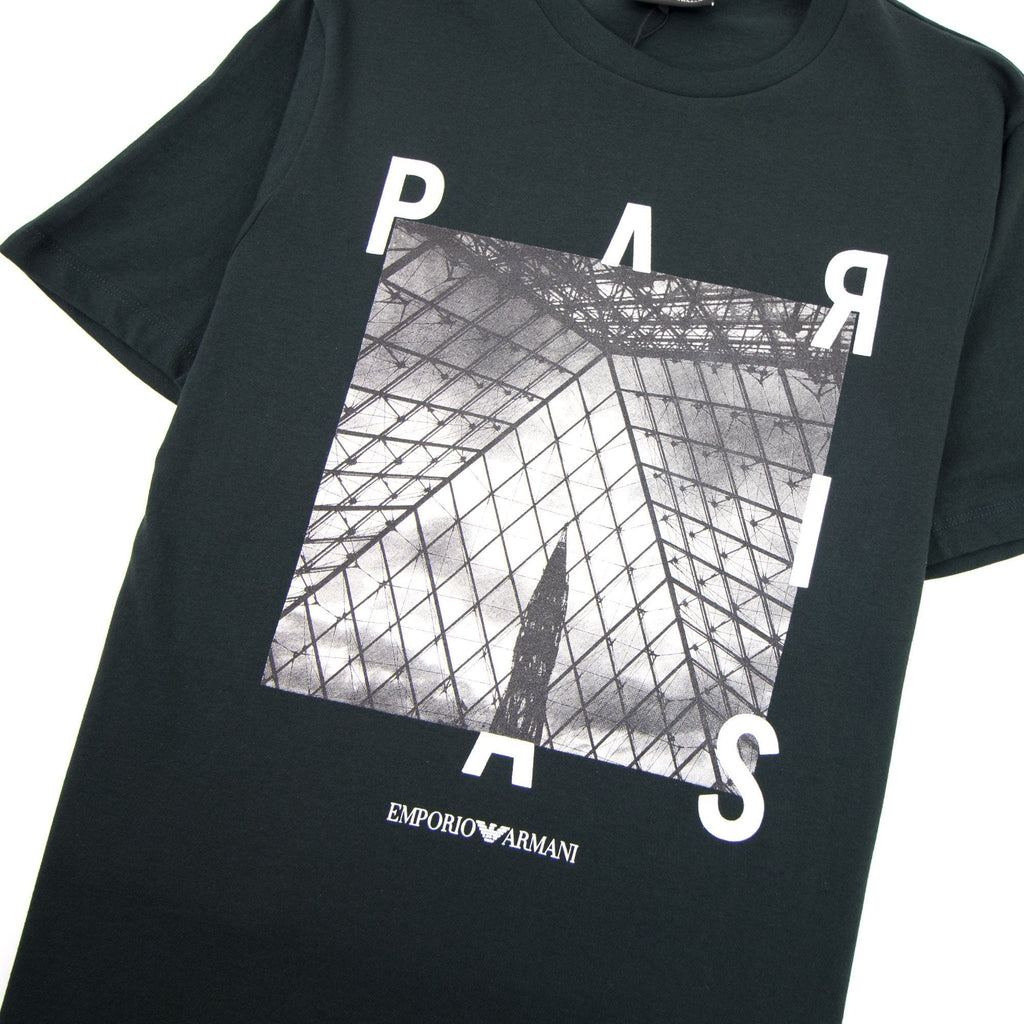 Armani Jeans City Logo Paris T-shirt Verde Scuro 0537