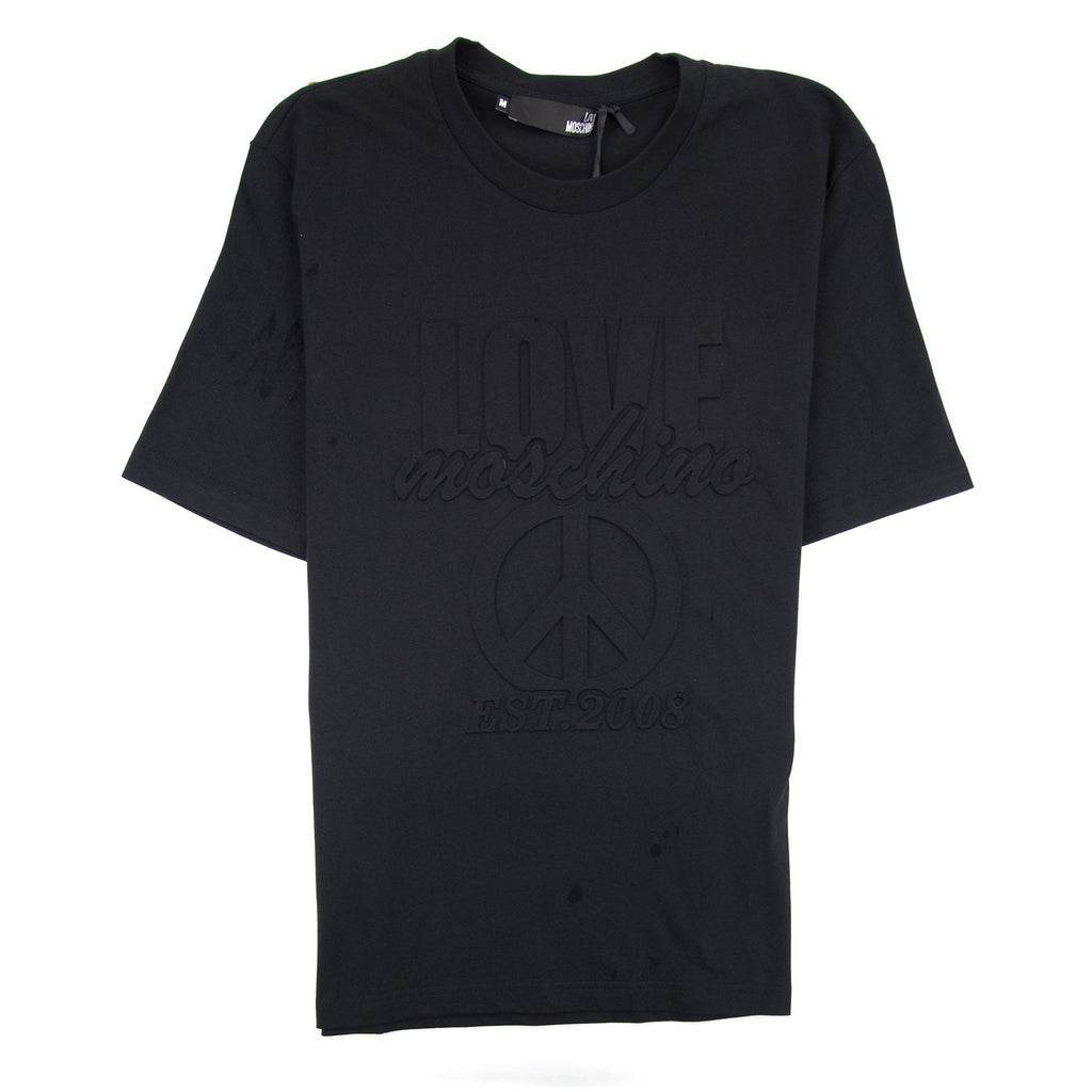Love Moschino Embossed Peace Logo T-shirt Black