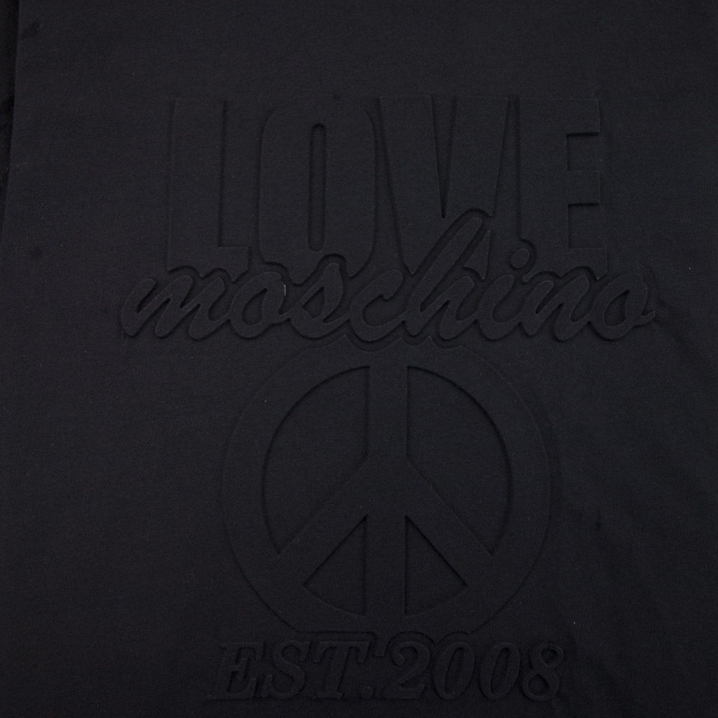 Love Moschino Embossed Peace Logo T-shirt Black