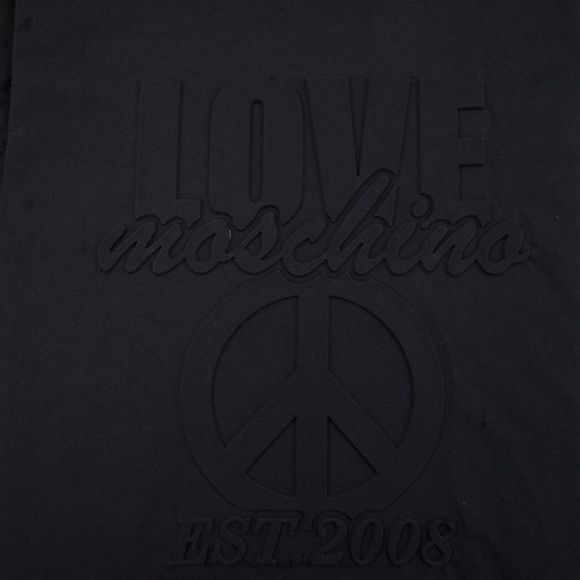 Love Moschino Embossed Peace Logo T-shirt Black