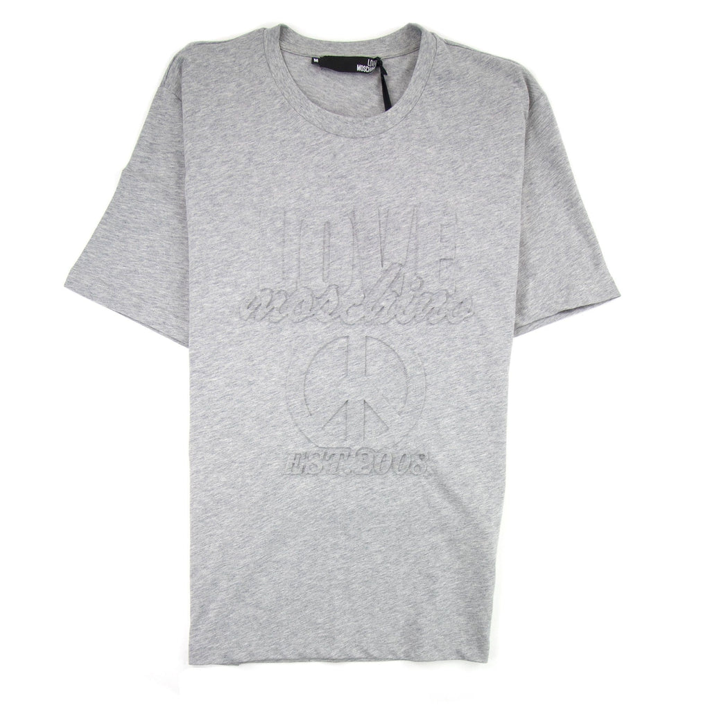 Love Moschino Embossed Peace Logo T-shirt Grey