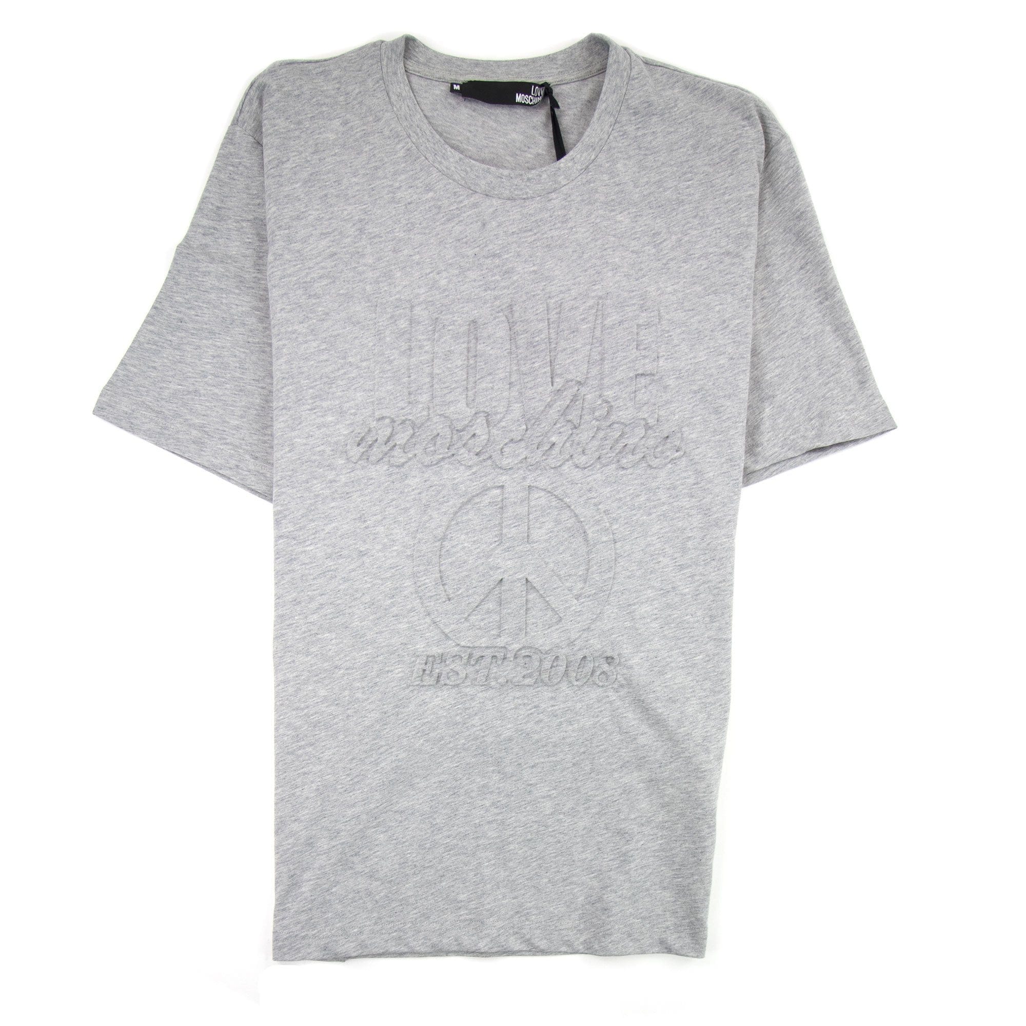 Love Moschino Embossed Peace Logo T-shirt Grey