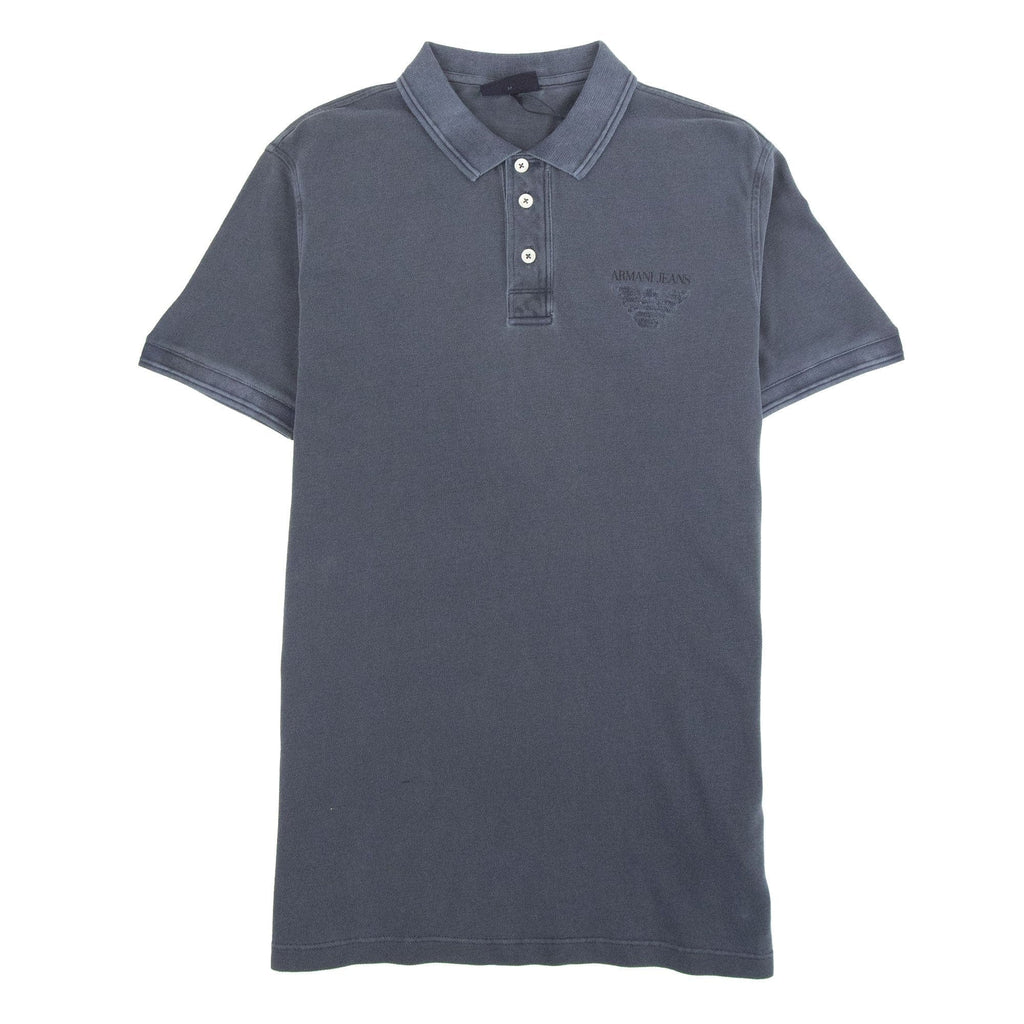Armani Jeans Eagle Logo Garment Dyed Polo Shirt Dark Grey