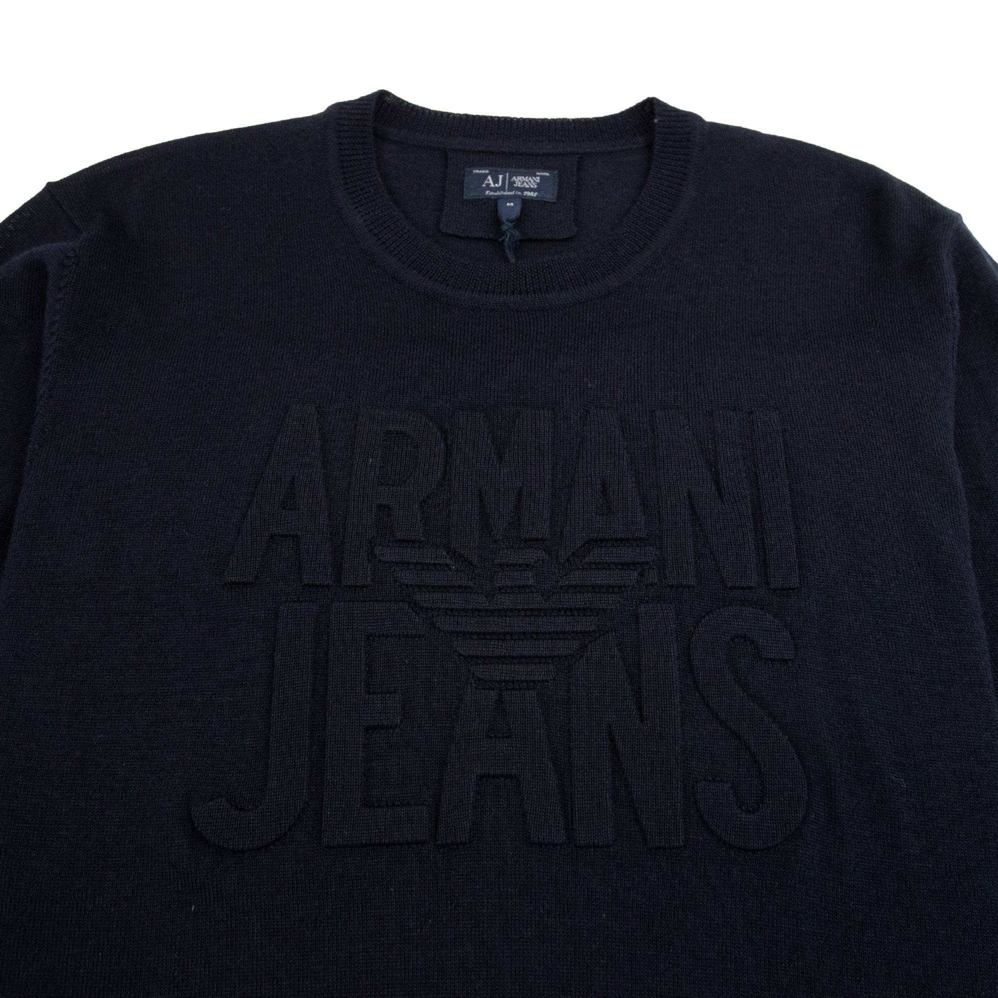 Armani Jeans Embossed Logo Lightweight Sweatshirt Blue
