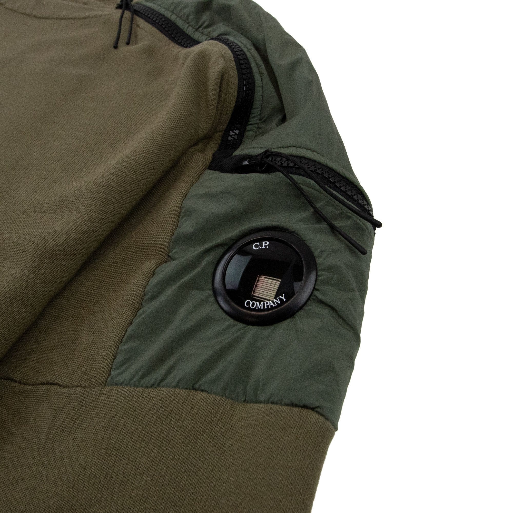 CP Company Nylon Mix Arm Lens Zip Sweatshirt Olive 672