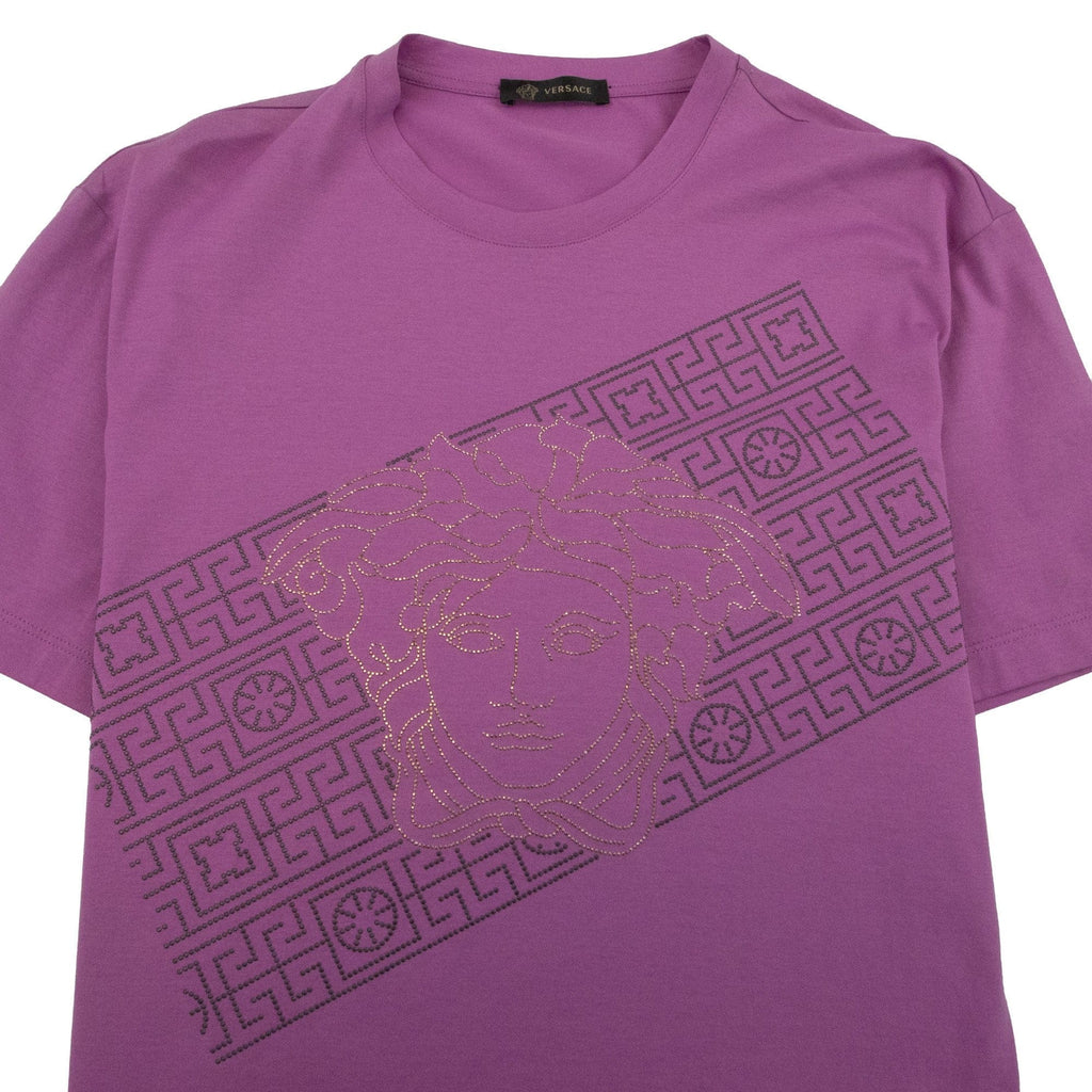Versace Rhinestone Logo T-Shirt Pink