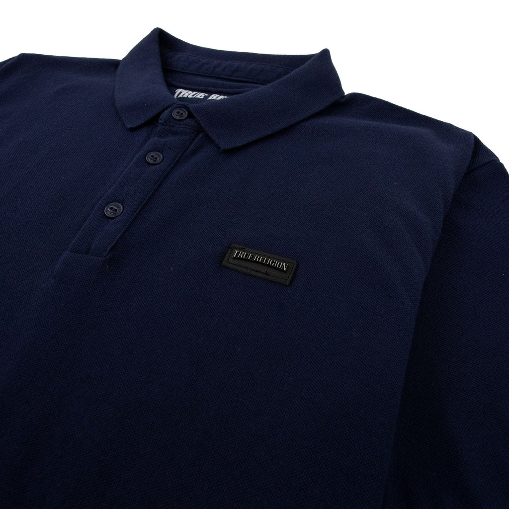 True Religion Short Sleeve Leather Logo Polo Navy