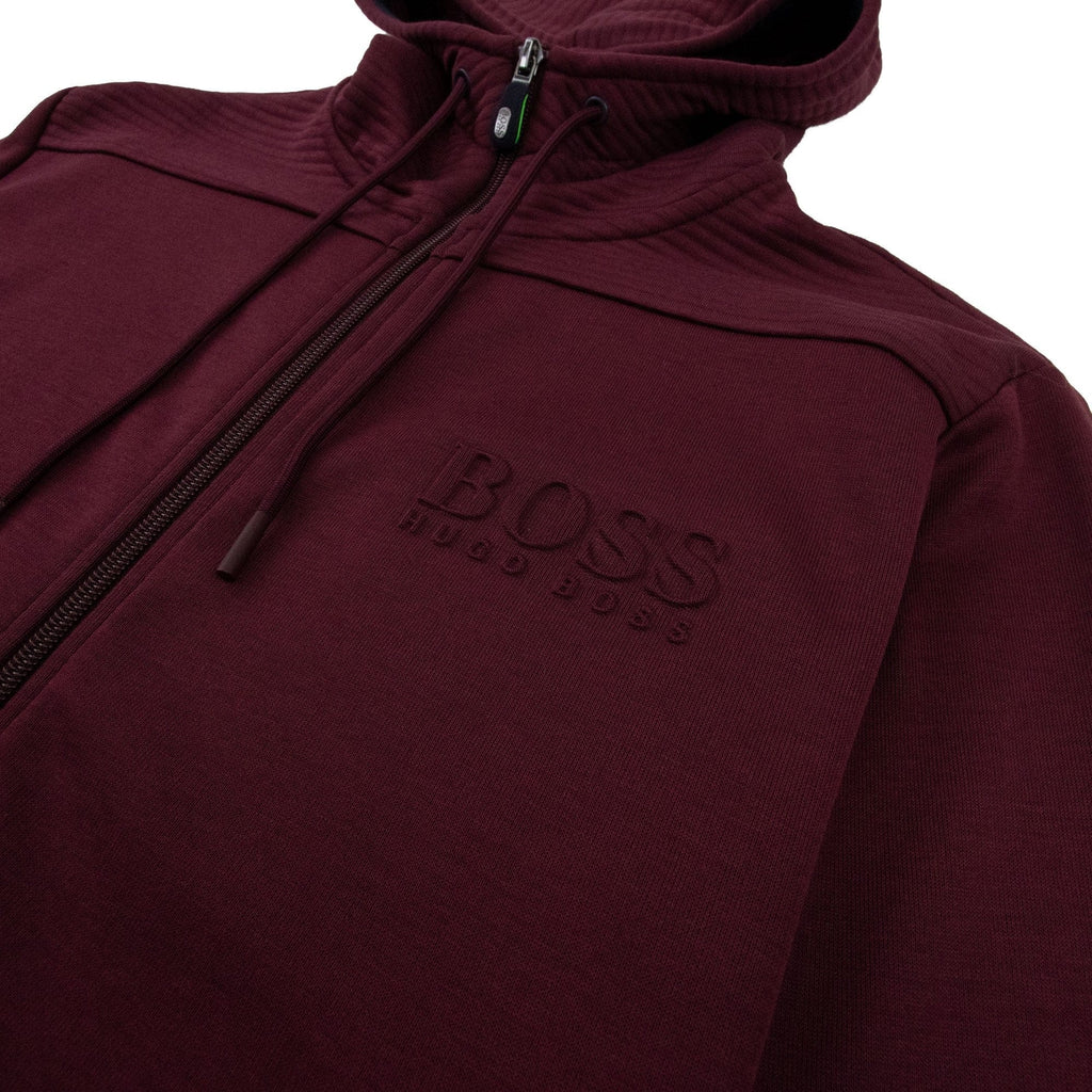 Hugo Boss Saggy Embossed Logo Hoodie Burgundy