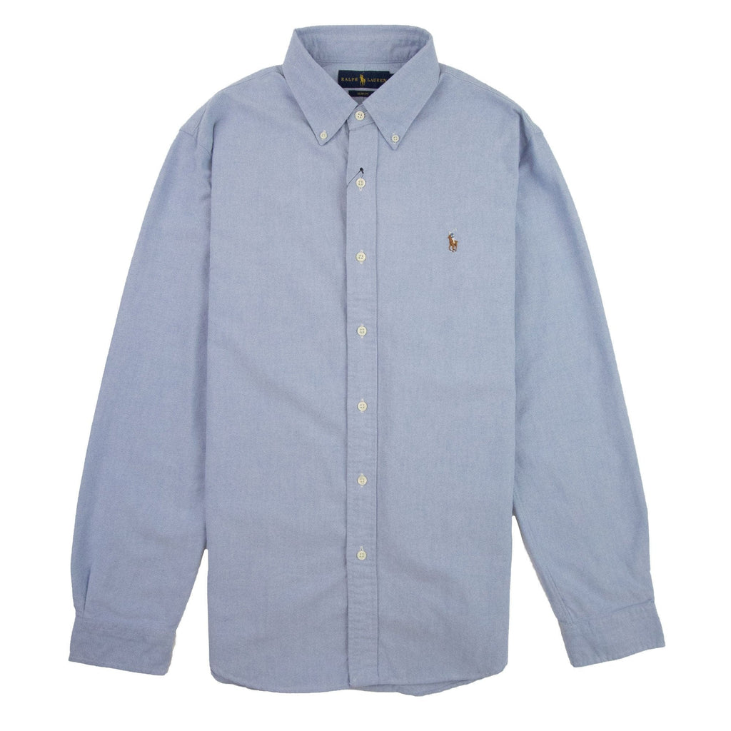 Polo Ralph Lauren Slim Fit Button Collar Long Sleeve Shirt Blue