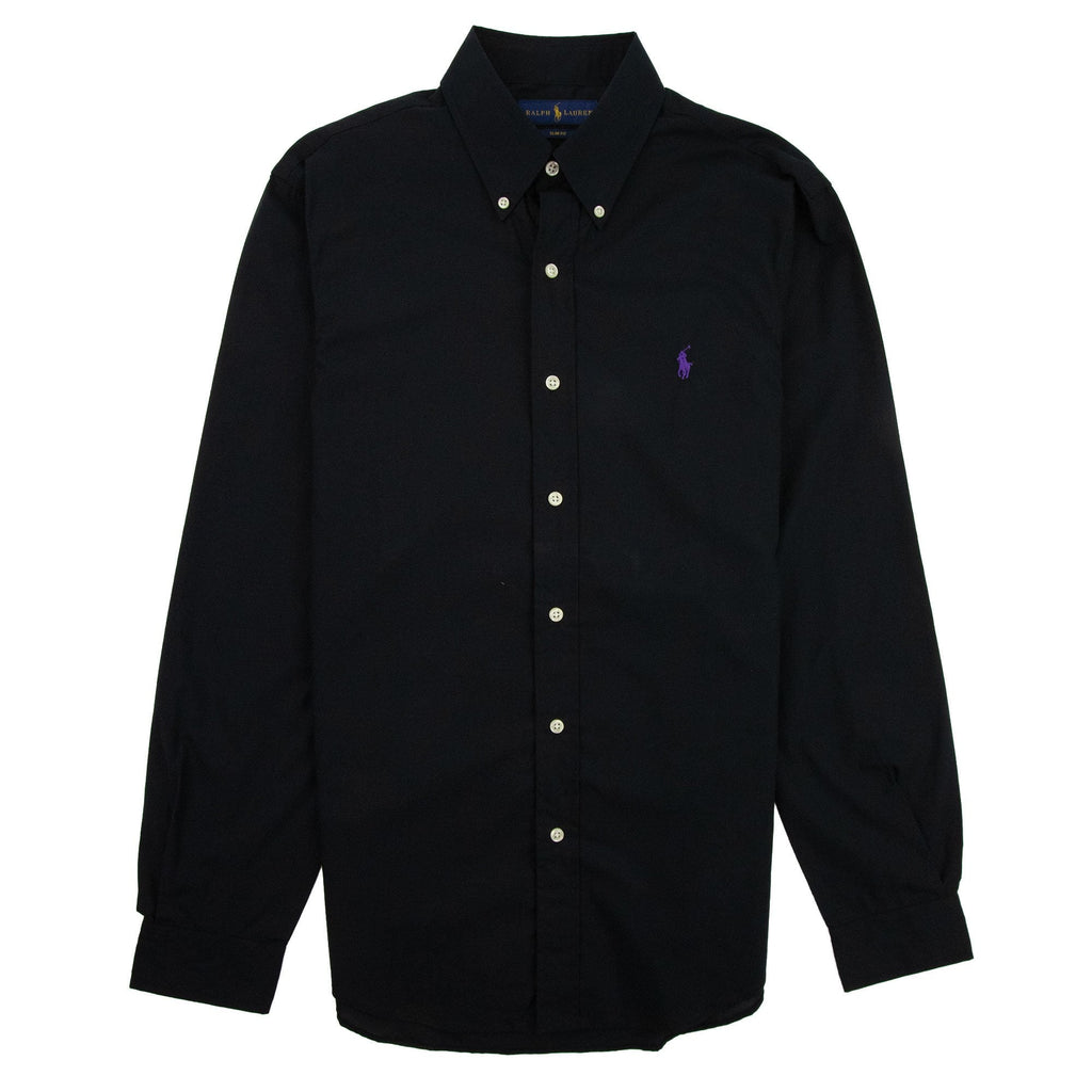 Polo Ralph Lauren Slim Fit Button Collar Long Sleeve Shirt Black