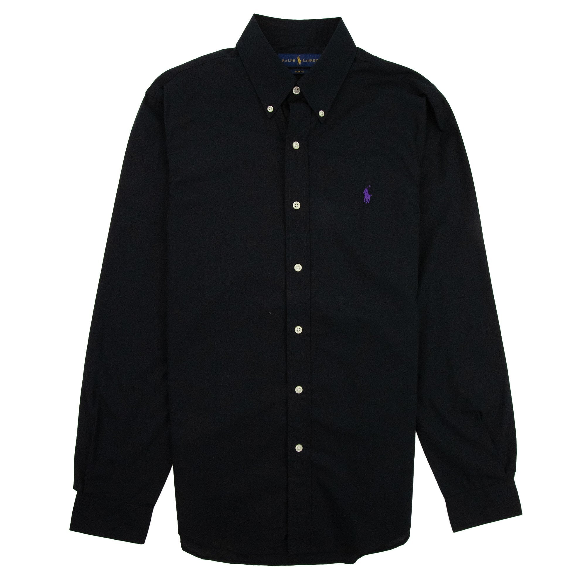 Polo Ralph Lauren Slim Fit Button Collar Long Sleeve Shirt Black