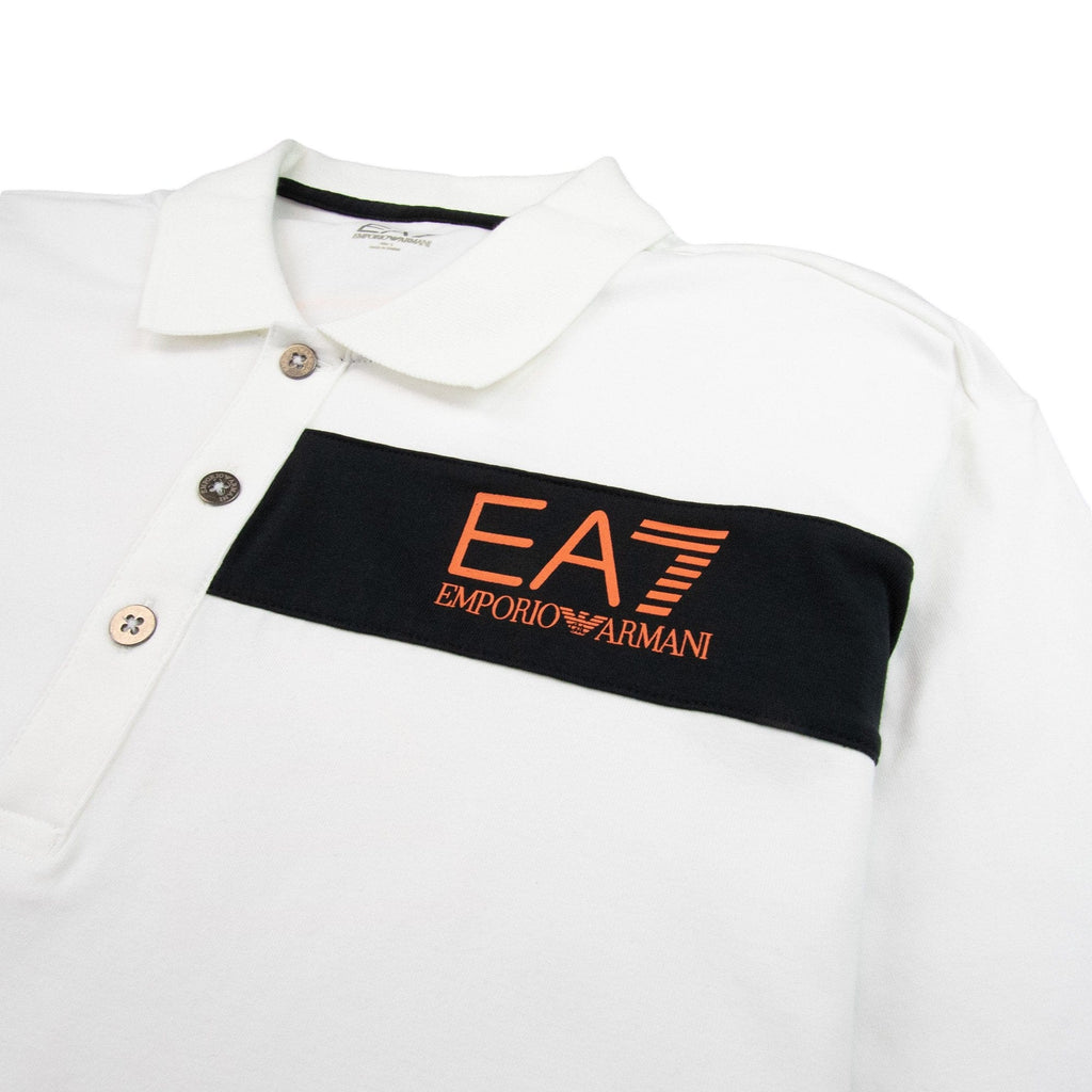 EA7 Chest Stripe 7 Logo Polo Shirt White
