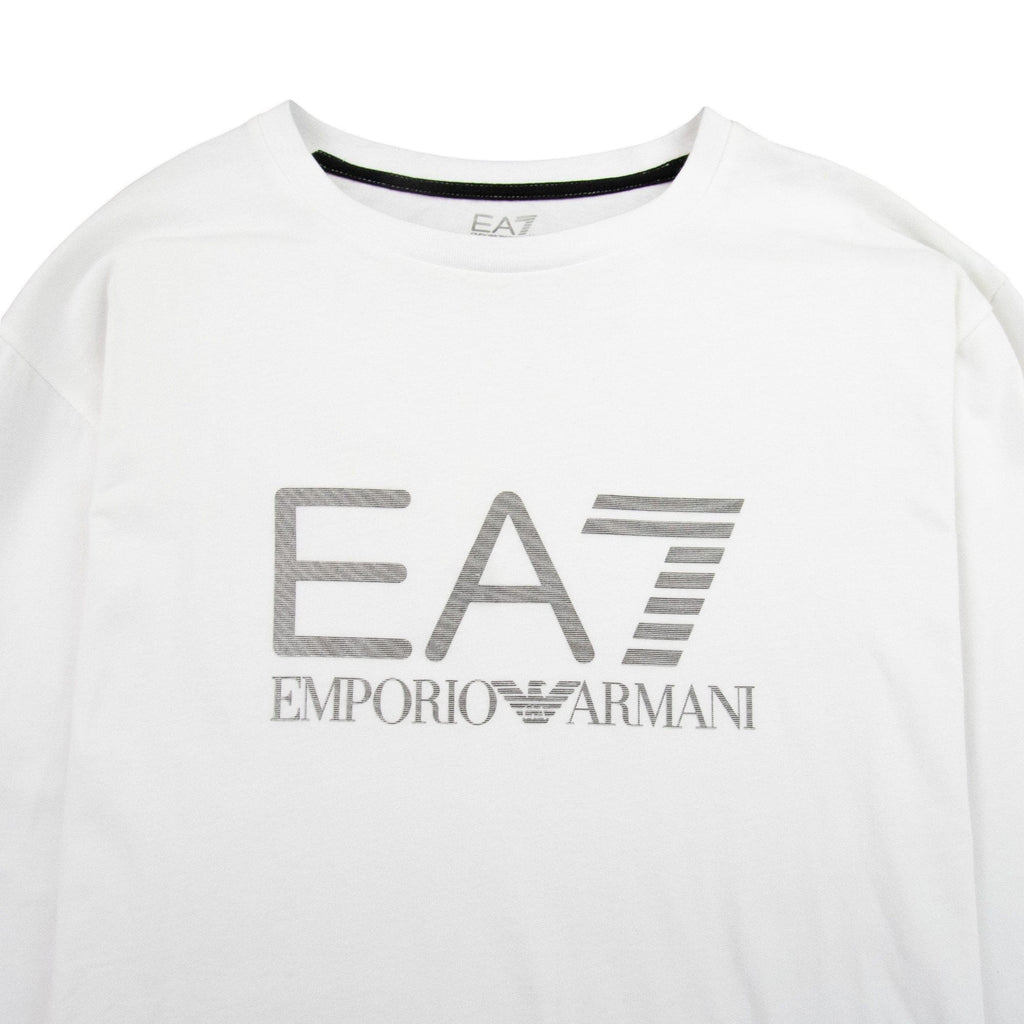 EA7 Silver Large Logo Long Sleeve T-shirt White