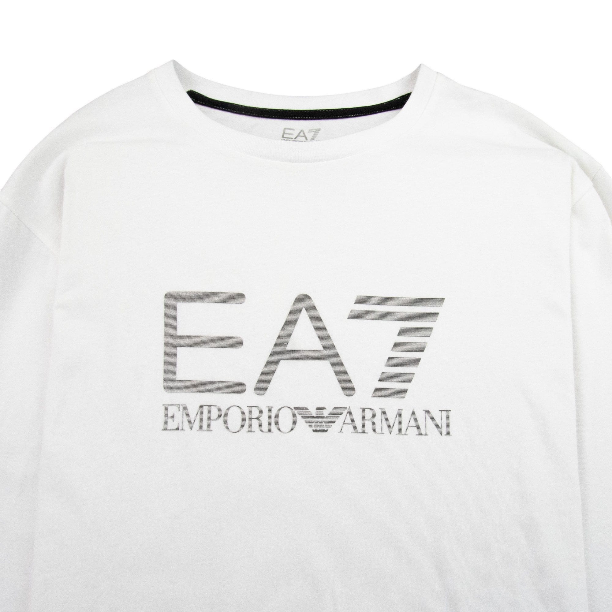 EA7 Silver Large Logo Long Sleeve T-shirt White