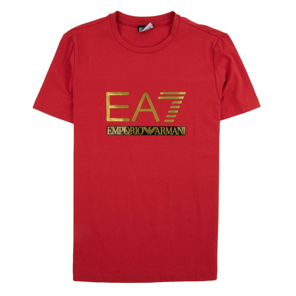 EA7 3D Gold Logo T-shirt Red