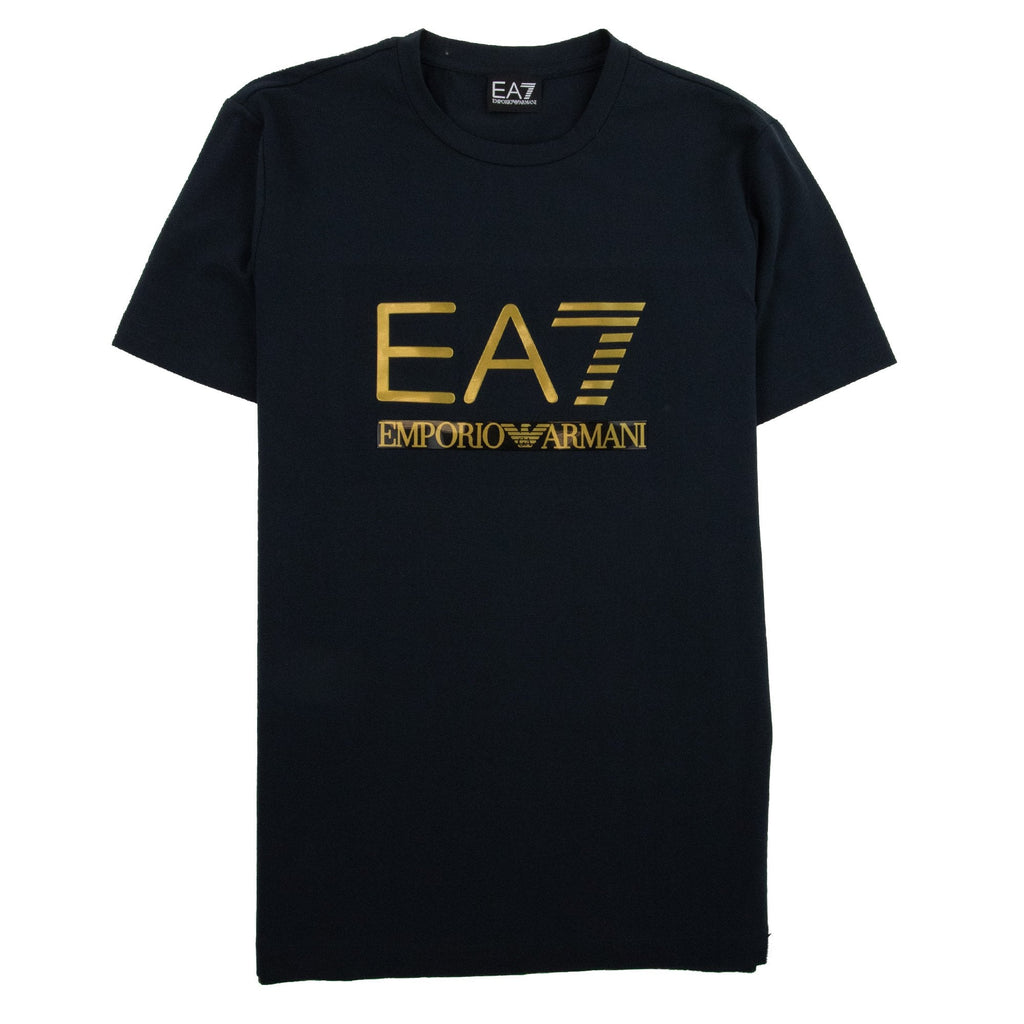 EA7 3D Gold Logo T-shirt Navy Blue