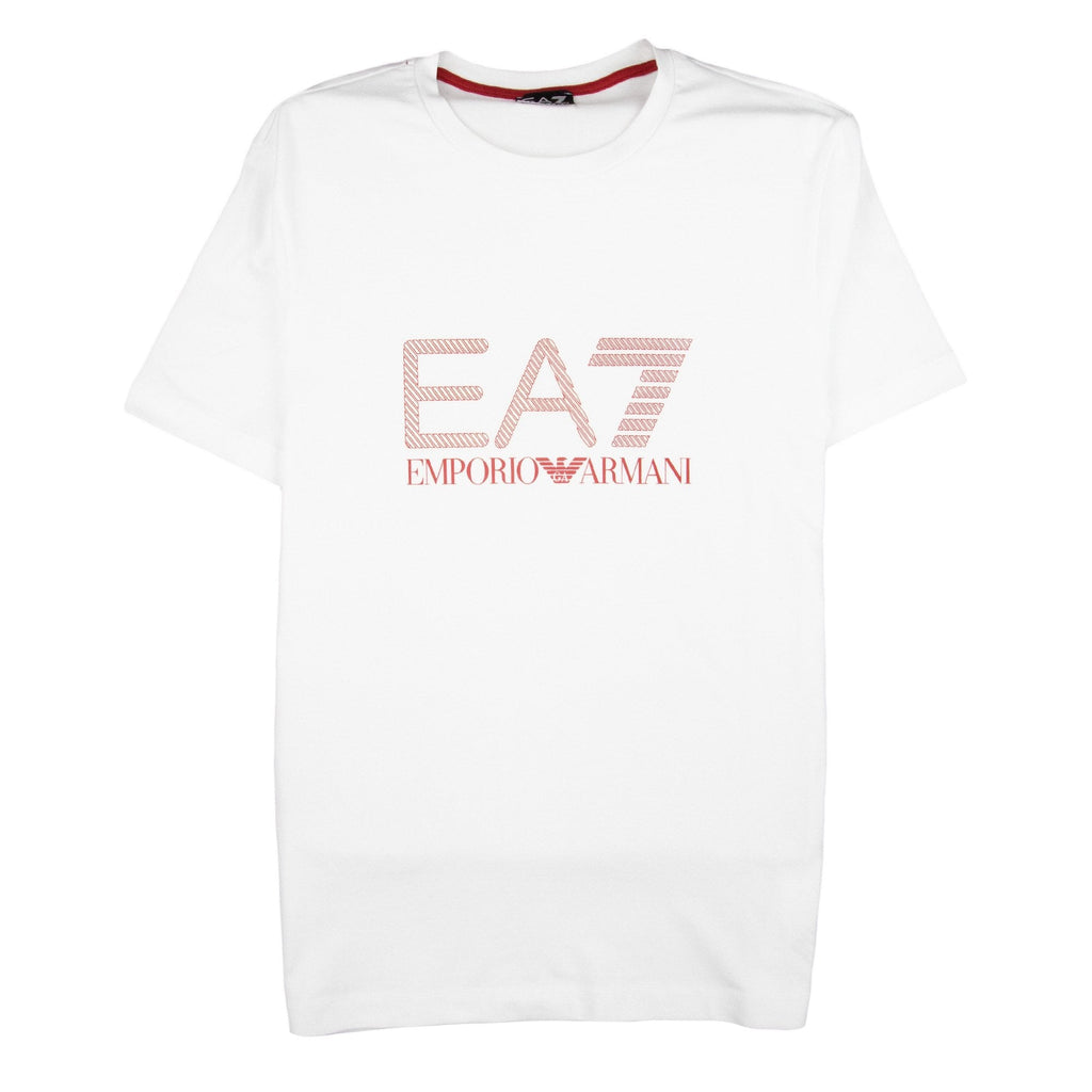 EA7 Large Silver/Red Logo T-shirt White