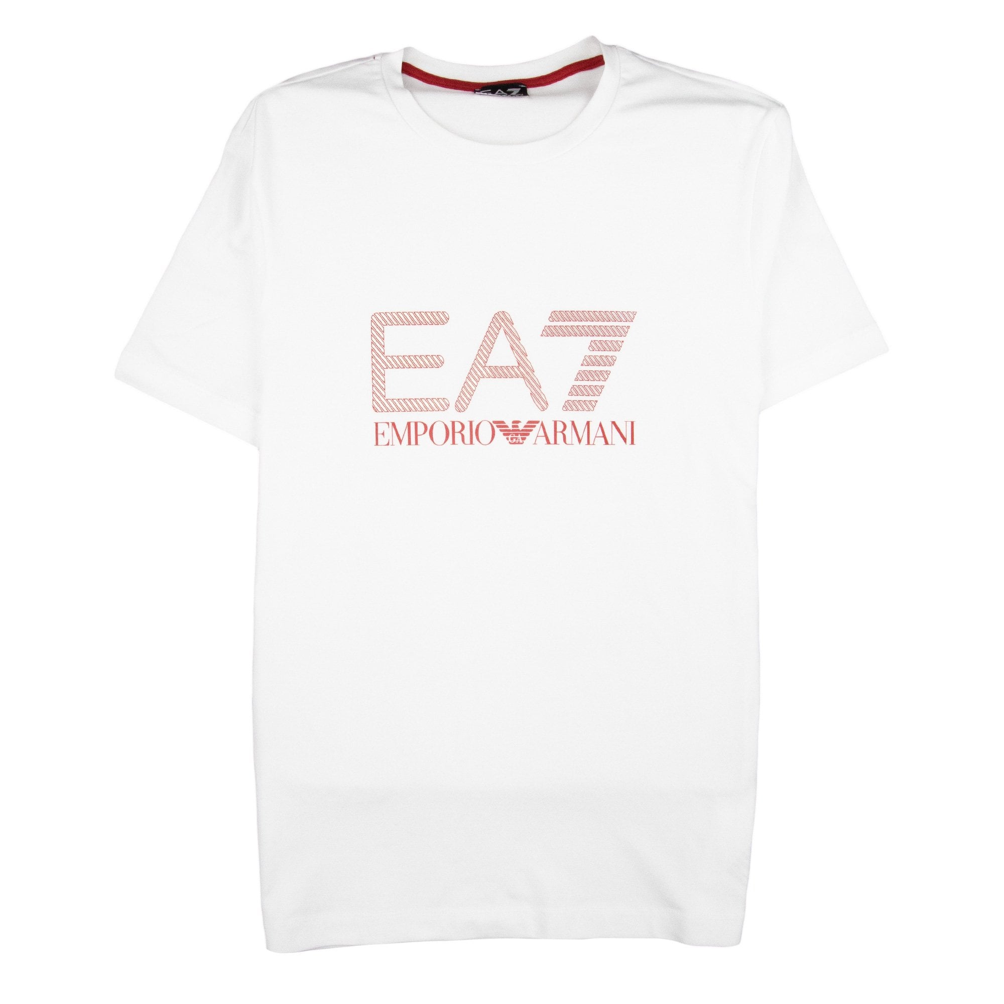 EA7 Large Silver/Red Logo T-shirt White