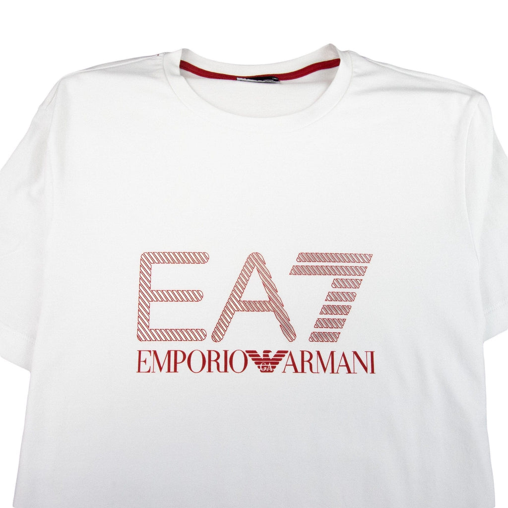 EA7 Large Silver/Red Logo T-shirt White