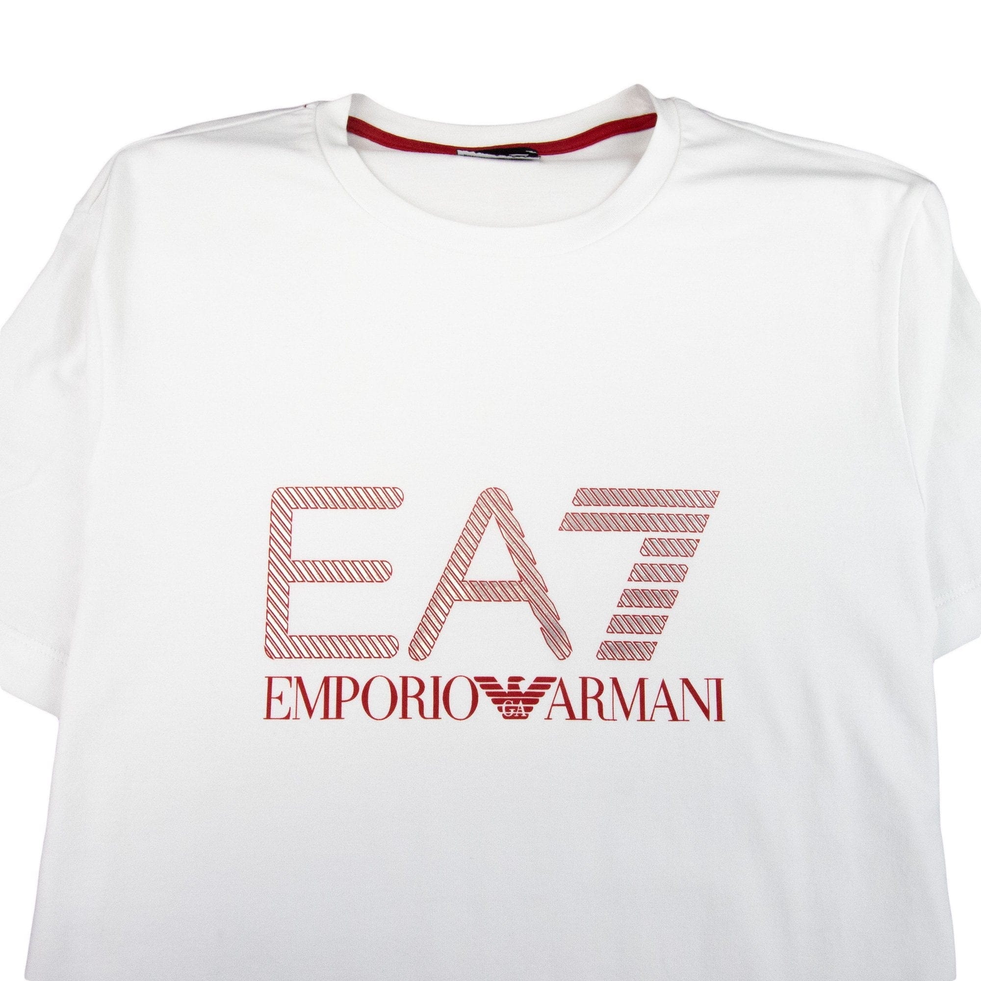 EA7 Large Silver/Red Logo T-shirt White