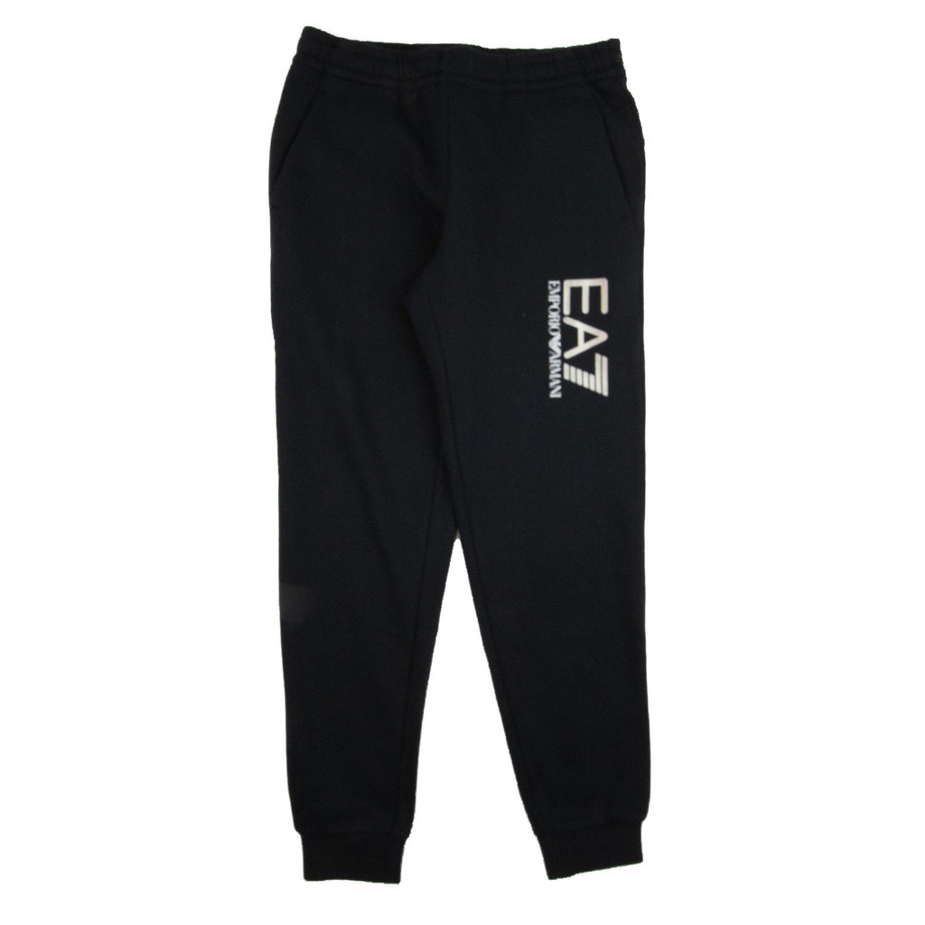 EA7 Large Silver Logo Hooded Tracksuit Black