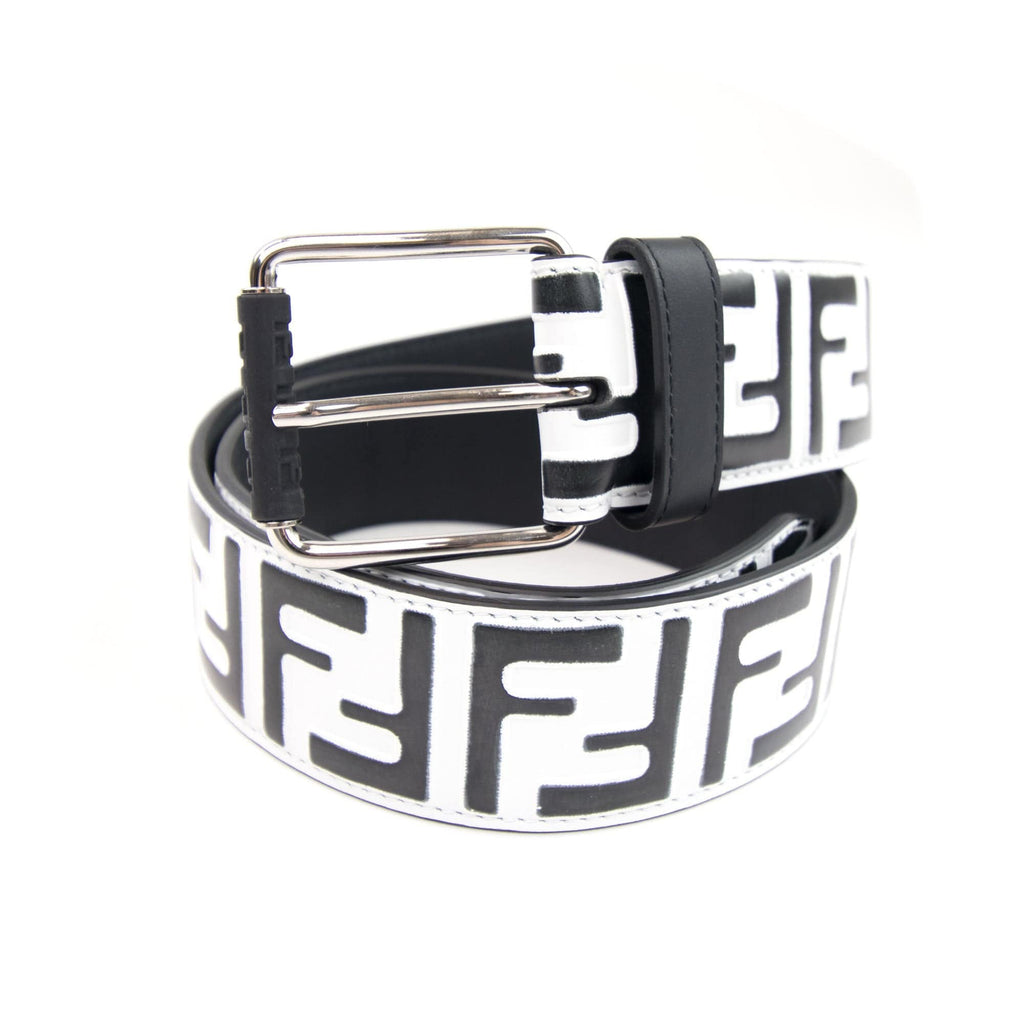 Fendi FF Full Logo Belt Black/white