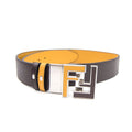 Fendi FF Logo Smooth Leather Reversible Belt Brown/yellow