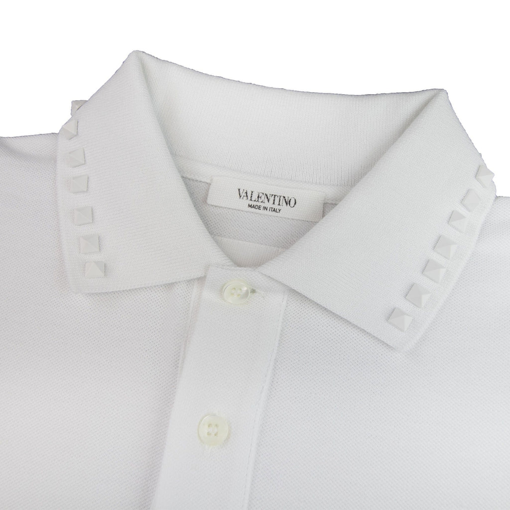 Valentino Rockstud Polo Shirt White