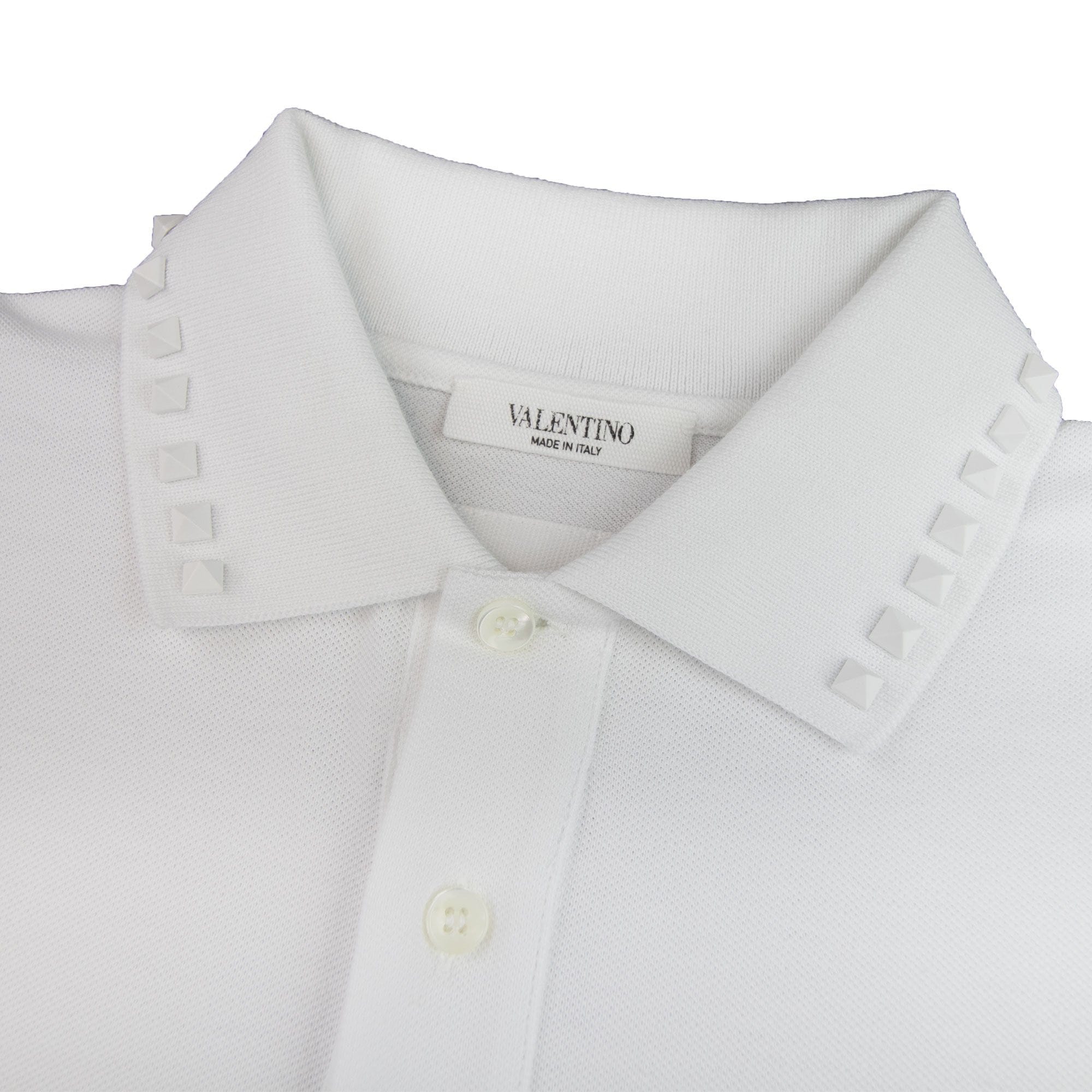 Valentino Rockstud Polo Shirt White