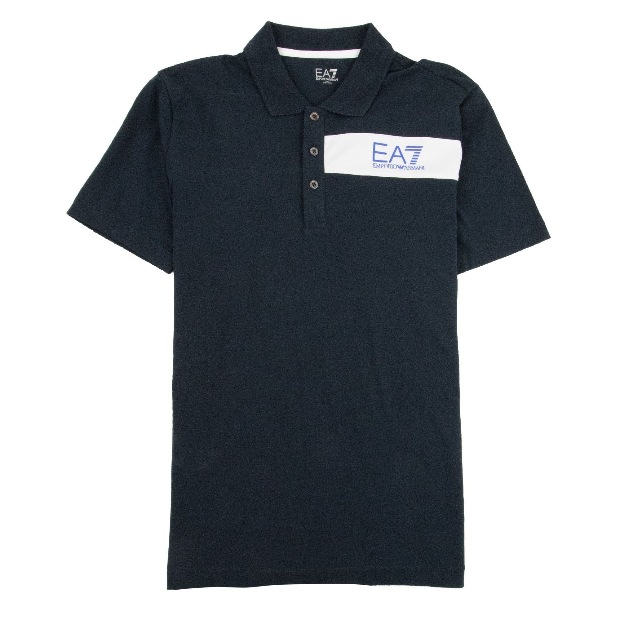 Ea7 Chest Stripe 7 Logo Polo Shirt Navy