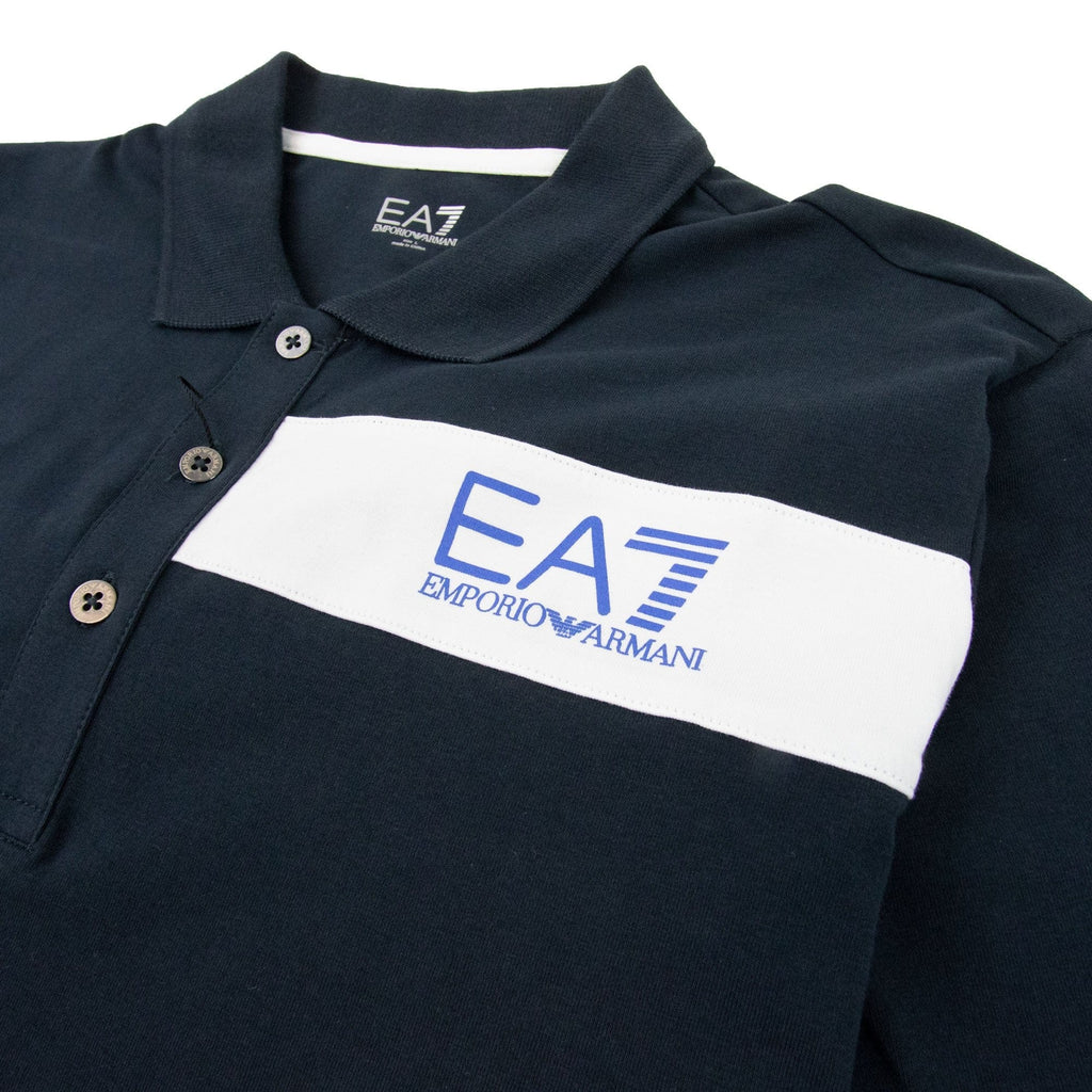 Ea7 Chest Stripe 7 Logo Polo Shirt Navy