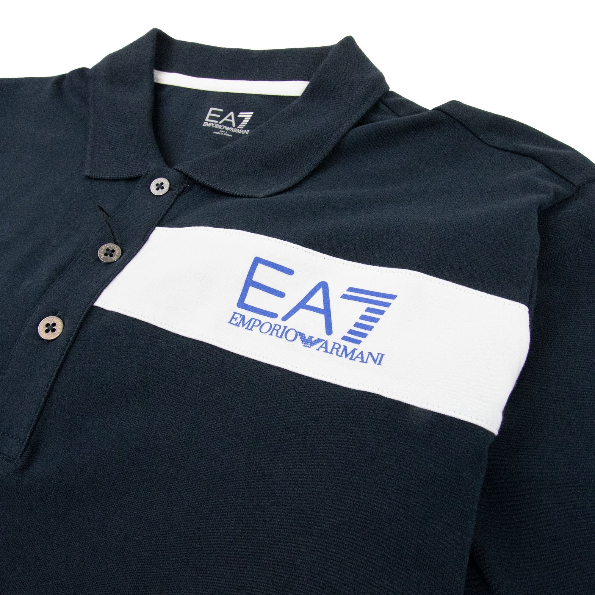 Ea7 Chest Stripe 7 Logo Polo Shirt Navy