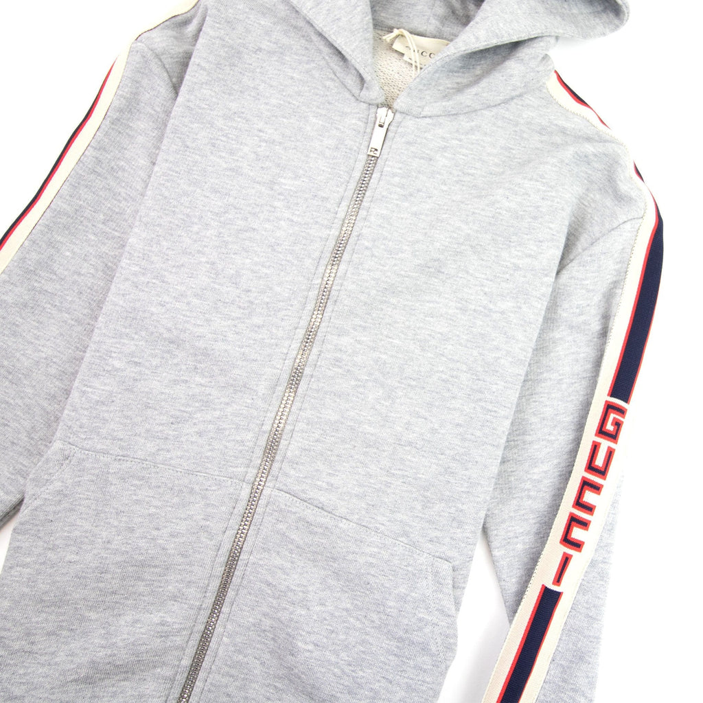 Gucci Junior Stripe Zip Up Hoody Grey 1143