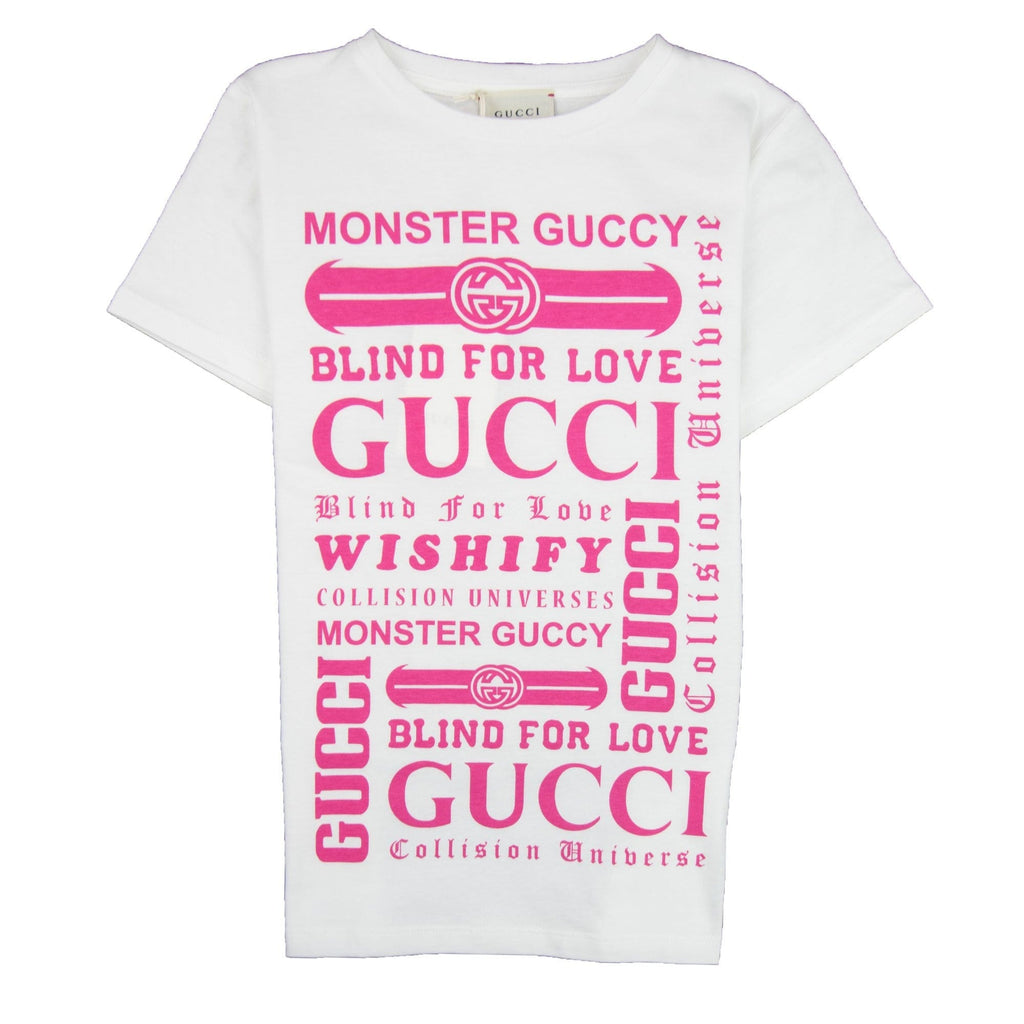 Gucci Junior Logomania Print T-shirt Cream/Pink 9473