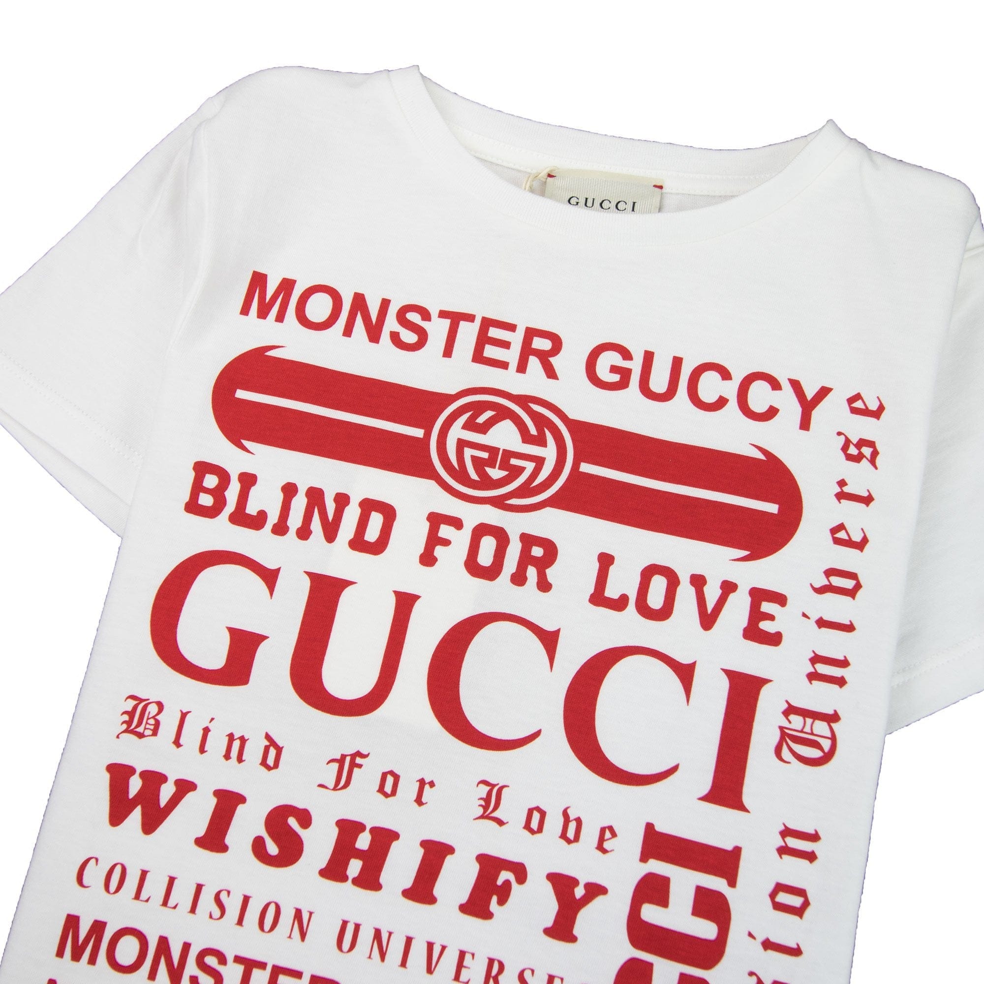 Gucci Junior Logomania Print T-Shirt Cream/Red 9250