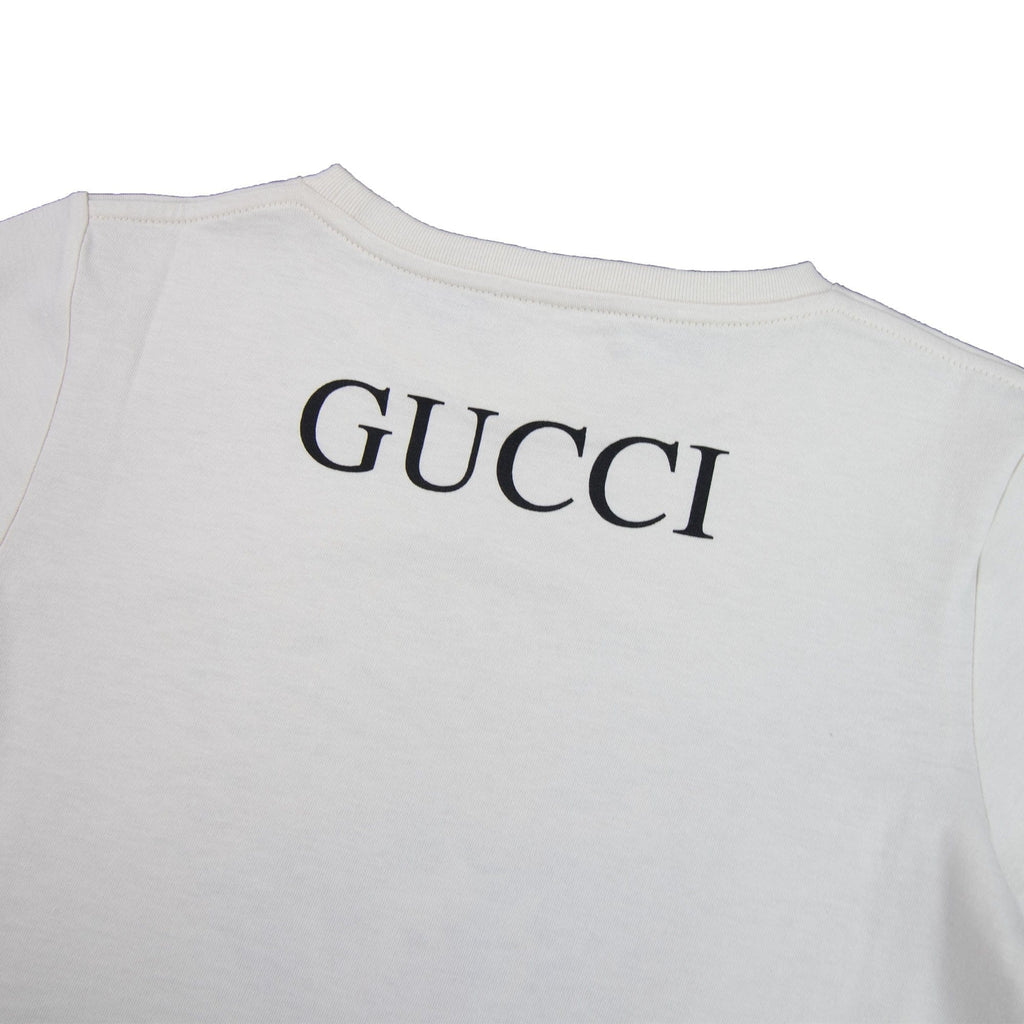 Gucci Junior Cheetah Logo Crew Neck T-shirt Cream 9247
