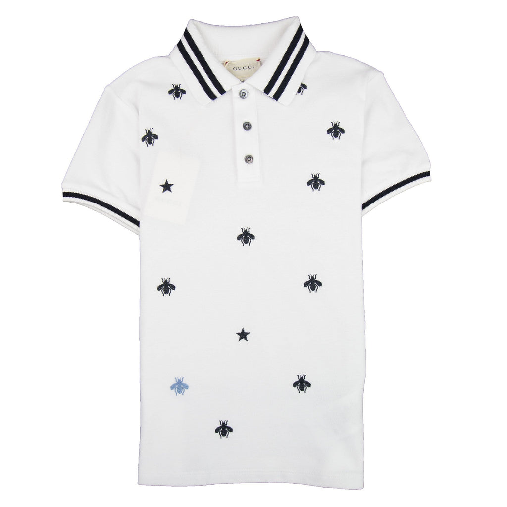 Gucci Junior Bees And Stars Polo Shirt White 9061