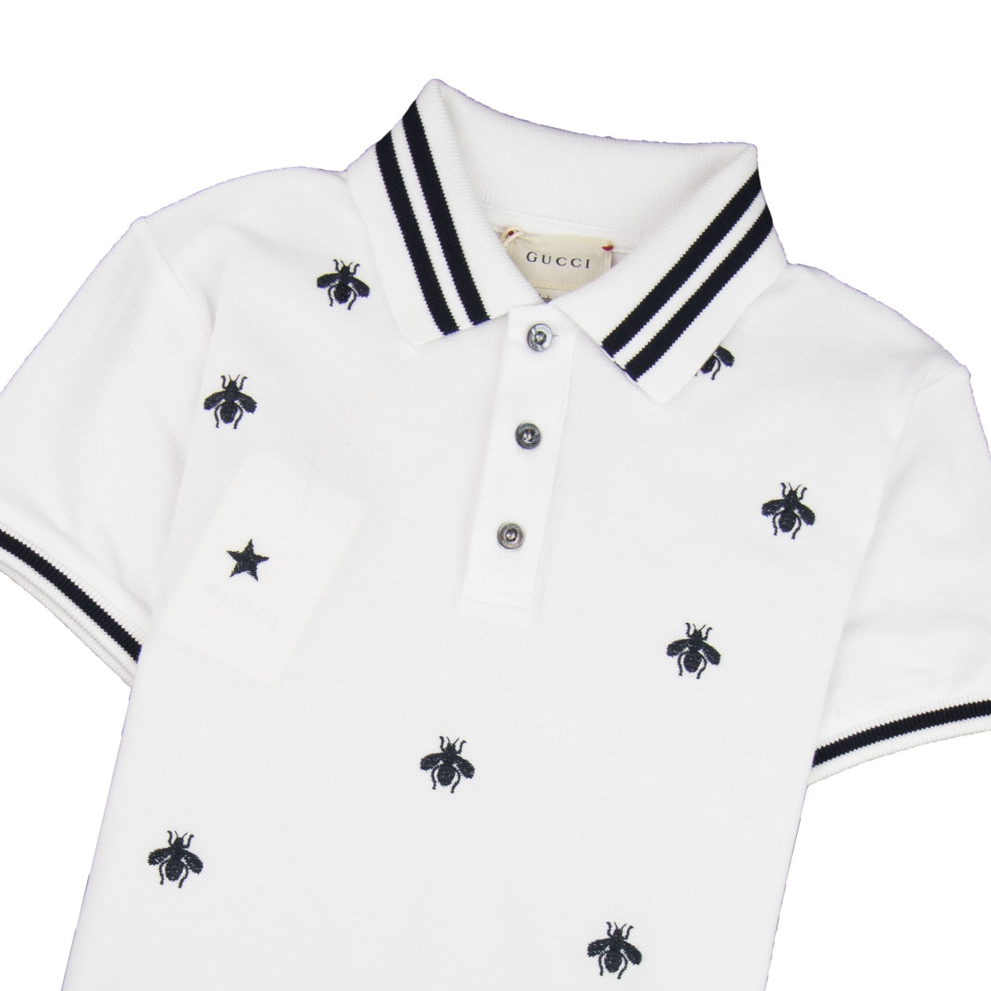 Gucci Junior Bees And Stars Polo Shirt White 9061