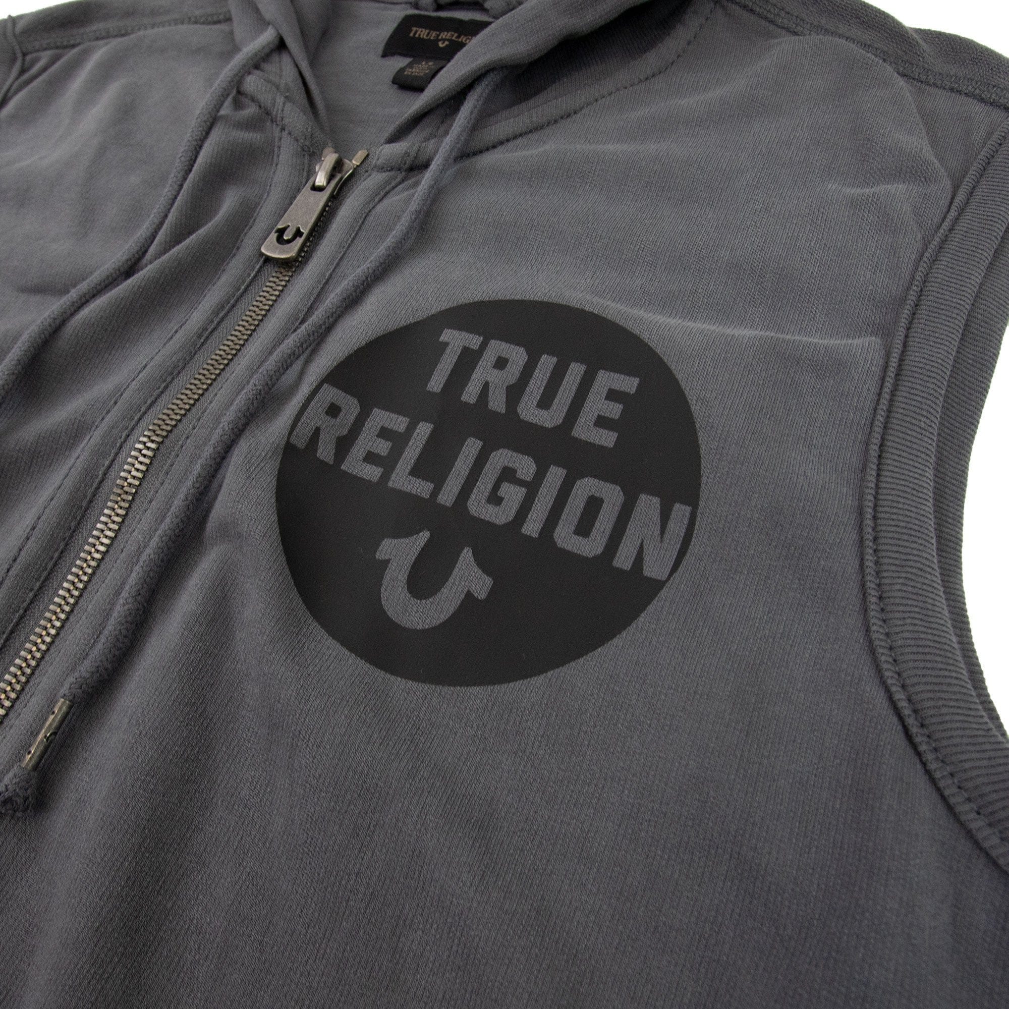 True Religion Terry Sleeveless Hoodie Pavement