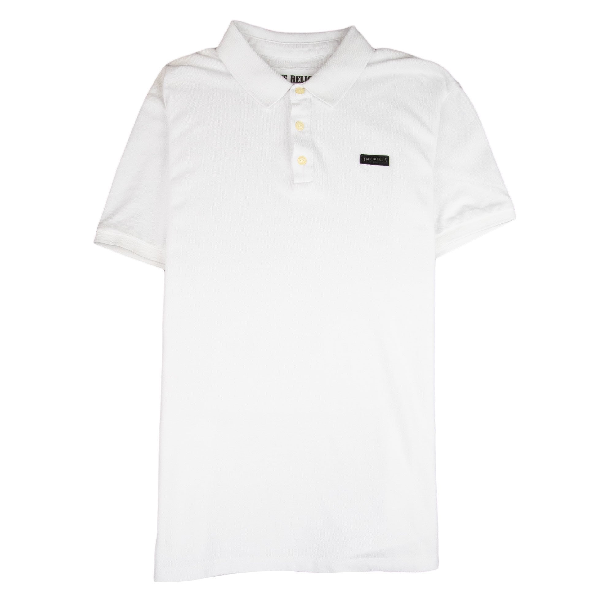 True Religion Short Sleeve Leather Logo Polo White