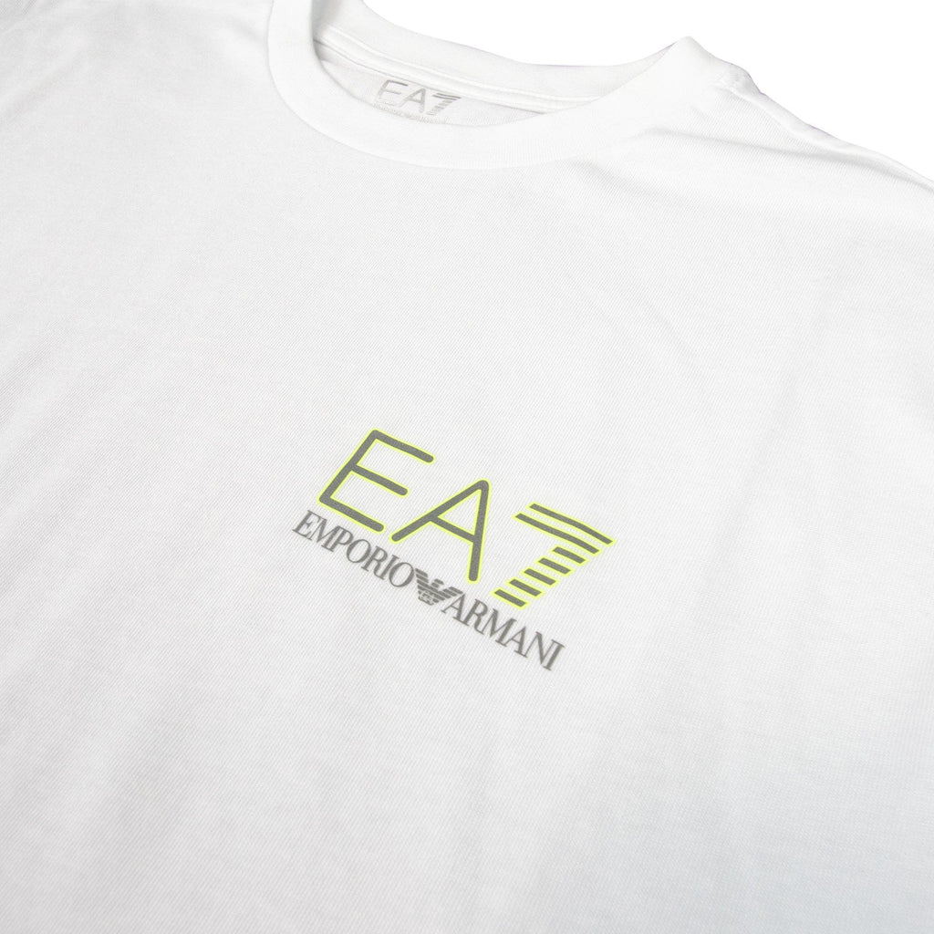 EA7 Round Collar Sleeveless Ribbed Hem Tank Top White