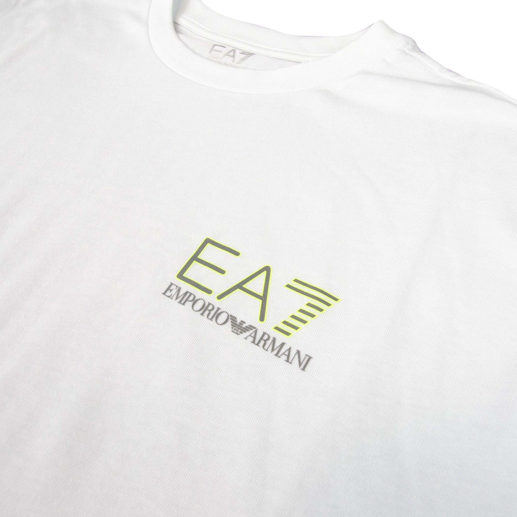 EA7 Round Collar Sleeveless Ribbed Hem Tank Top White