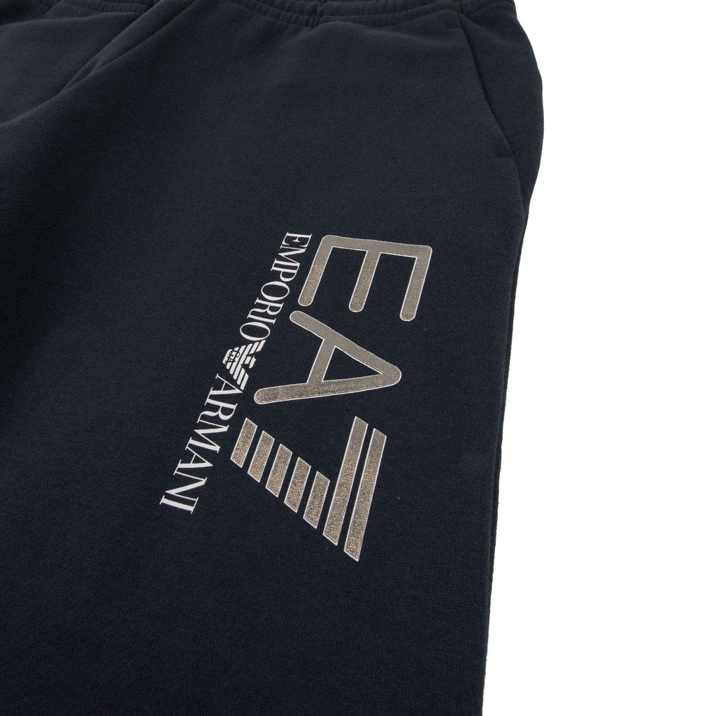 EA7 Large Silver Logo Hooded Tracksuit Night Blue