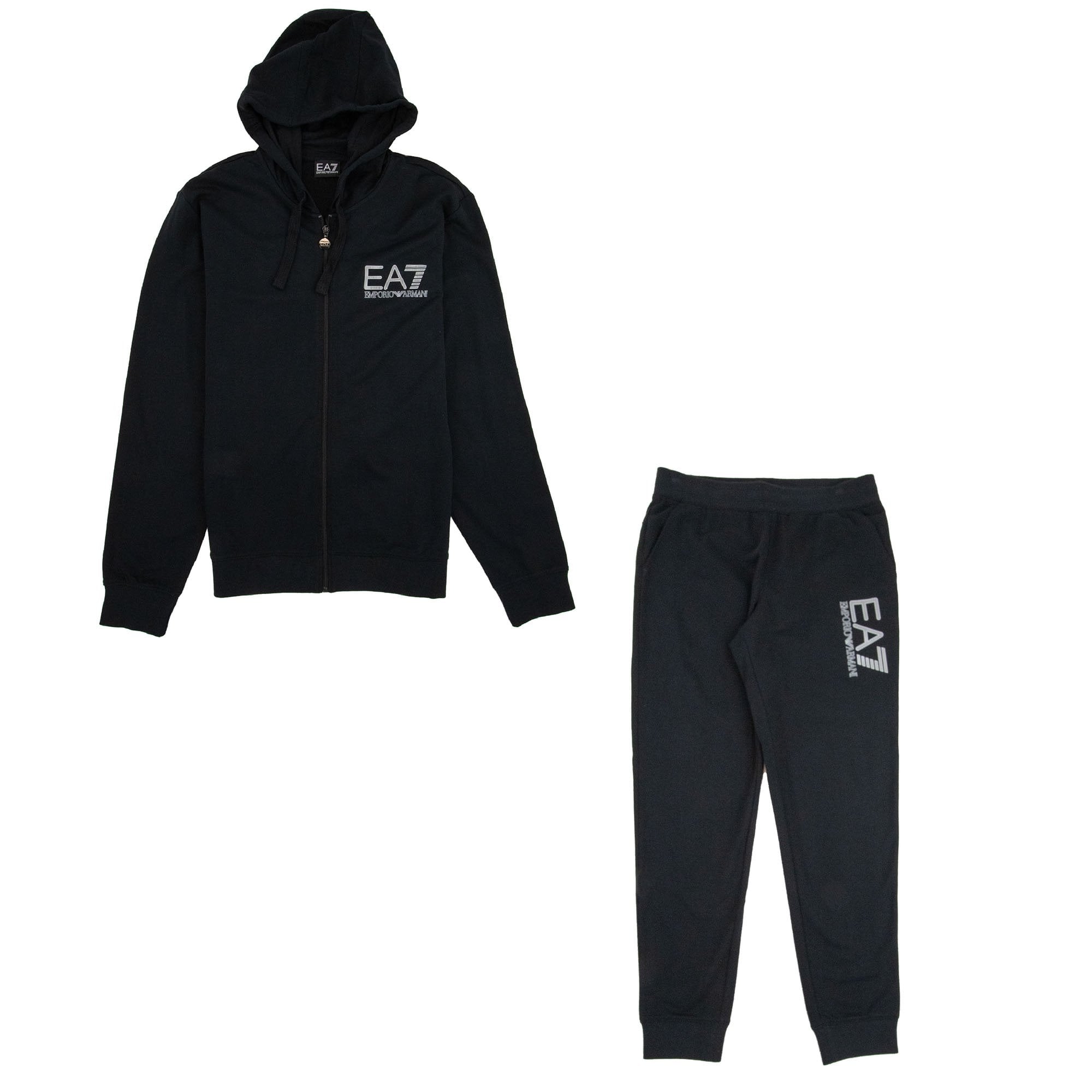 EA7 Hooded Zip Up Large Logo Tracksuit Black