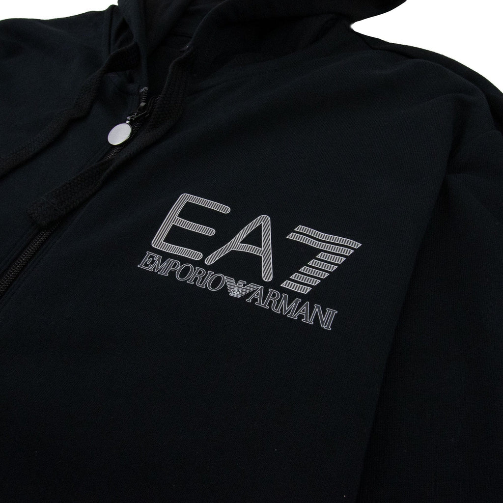 EA7 Hooded Zip Up Large Logo Tracksuit Black