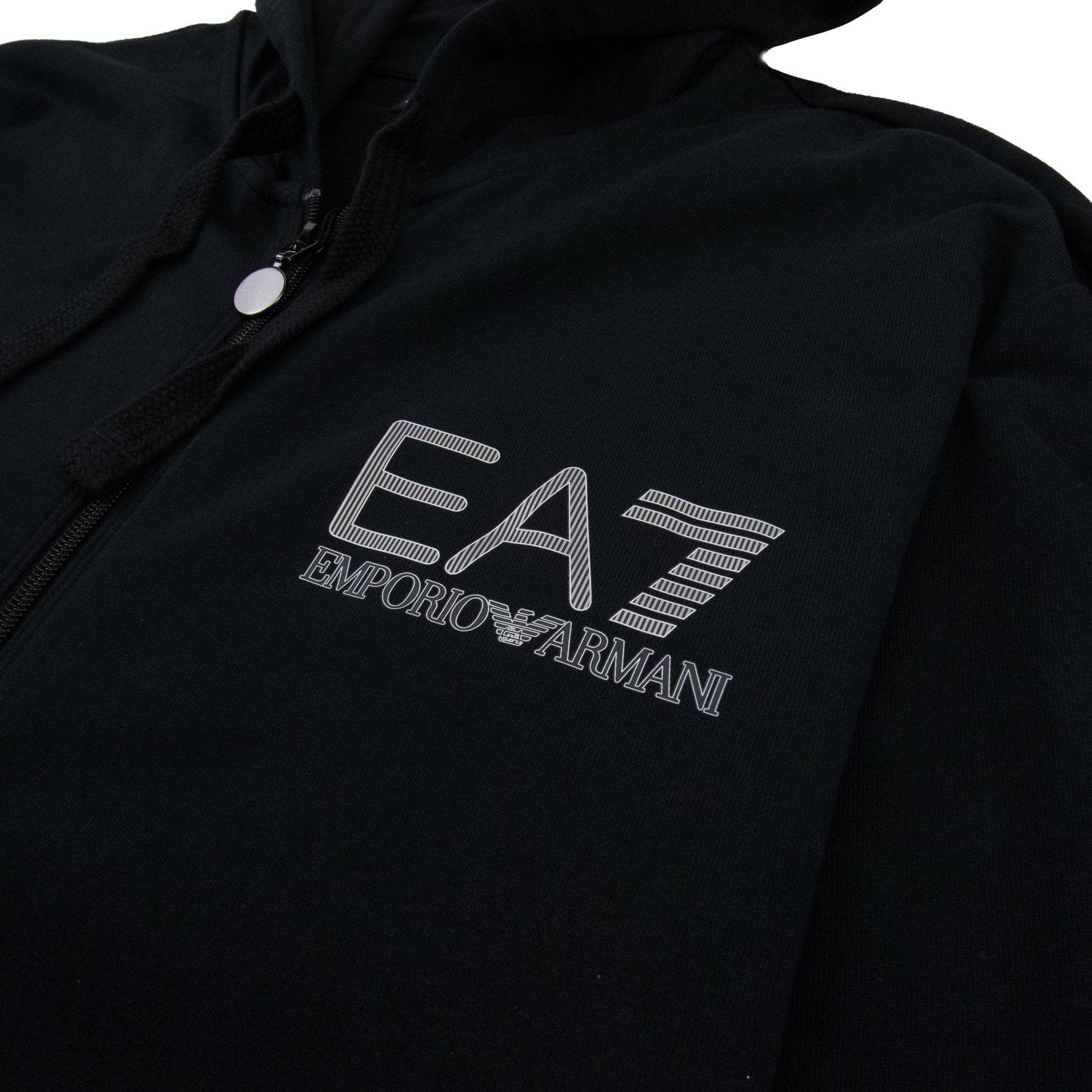 EA7 Hooded Zip Up Large Logo Tracksuit Black