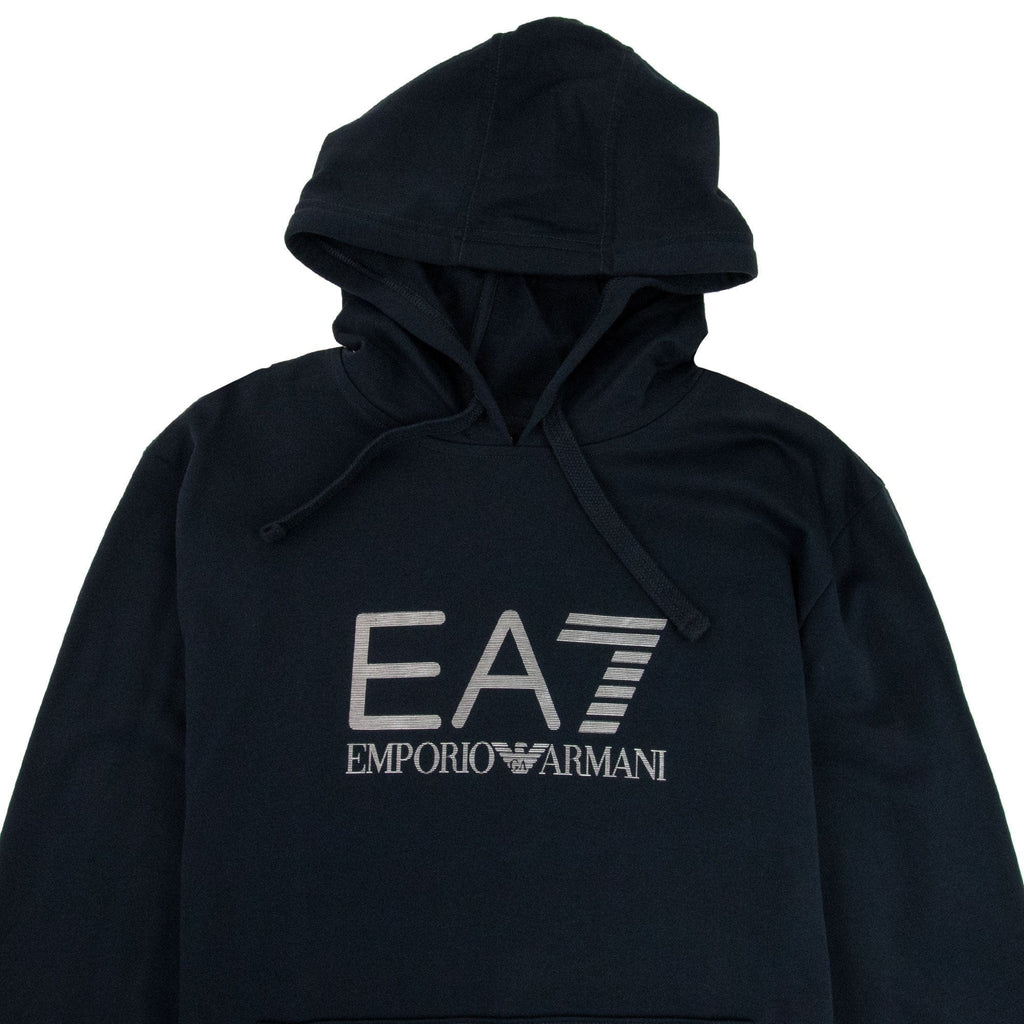 EA7 Train Visibility Large Silver Logo Hoodie Darkslate