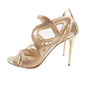 Jimmy Choo Leslie 100 Glitter Fabric High Heels Sandals Sand/champagne